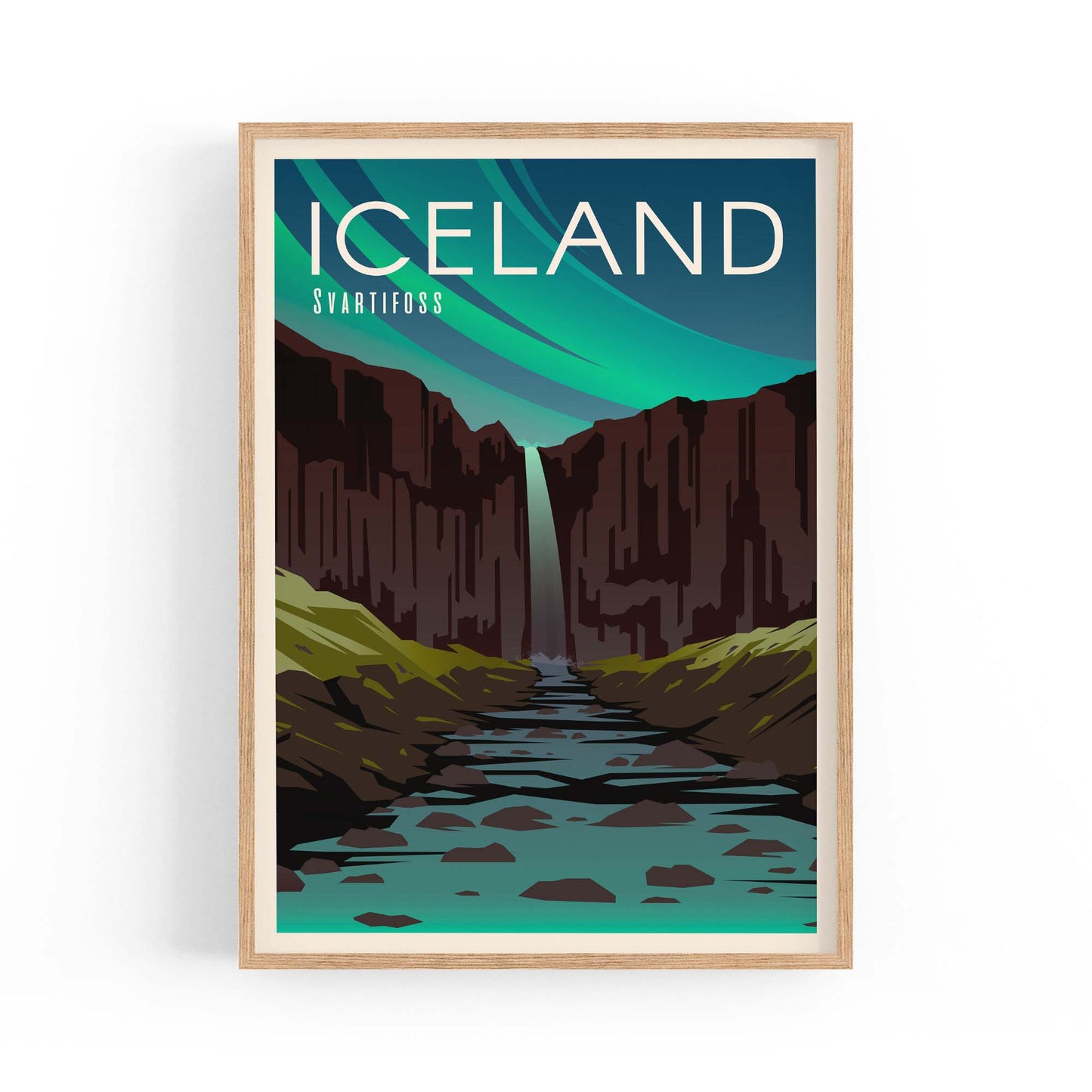Retro Iceland European Travel Vintage Wall Art - The Affordable Art Company