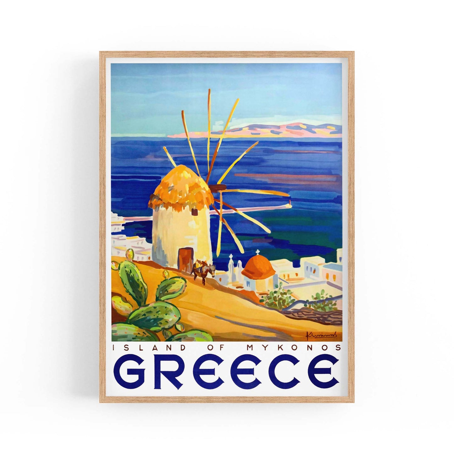Island of Mykonos Greece Vintage Travel Advert Wall Art - The Affordable Art Company