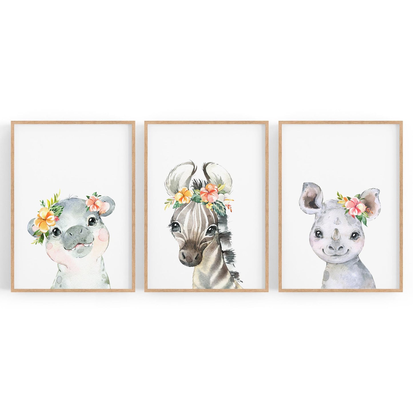 Set of Cute Baby Safari Animals Nursery Wall Art #4 - The Affordable Art Company