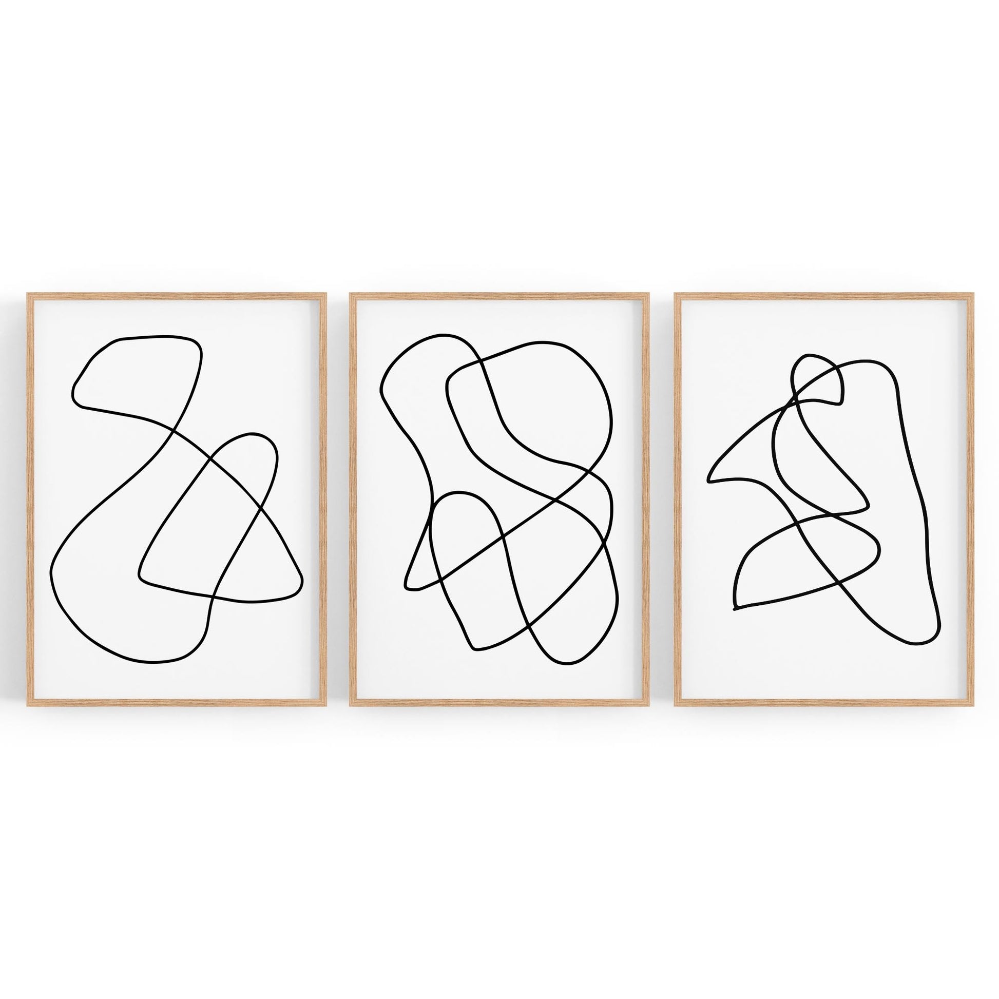 Set of Abstract Line Drawing Minimal Shape Wall Art #2 - The Affordable Art Company