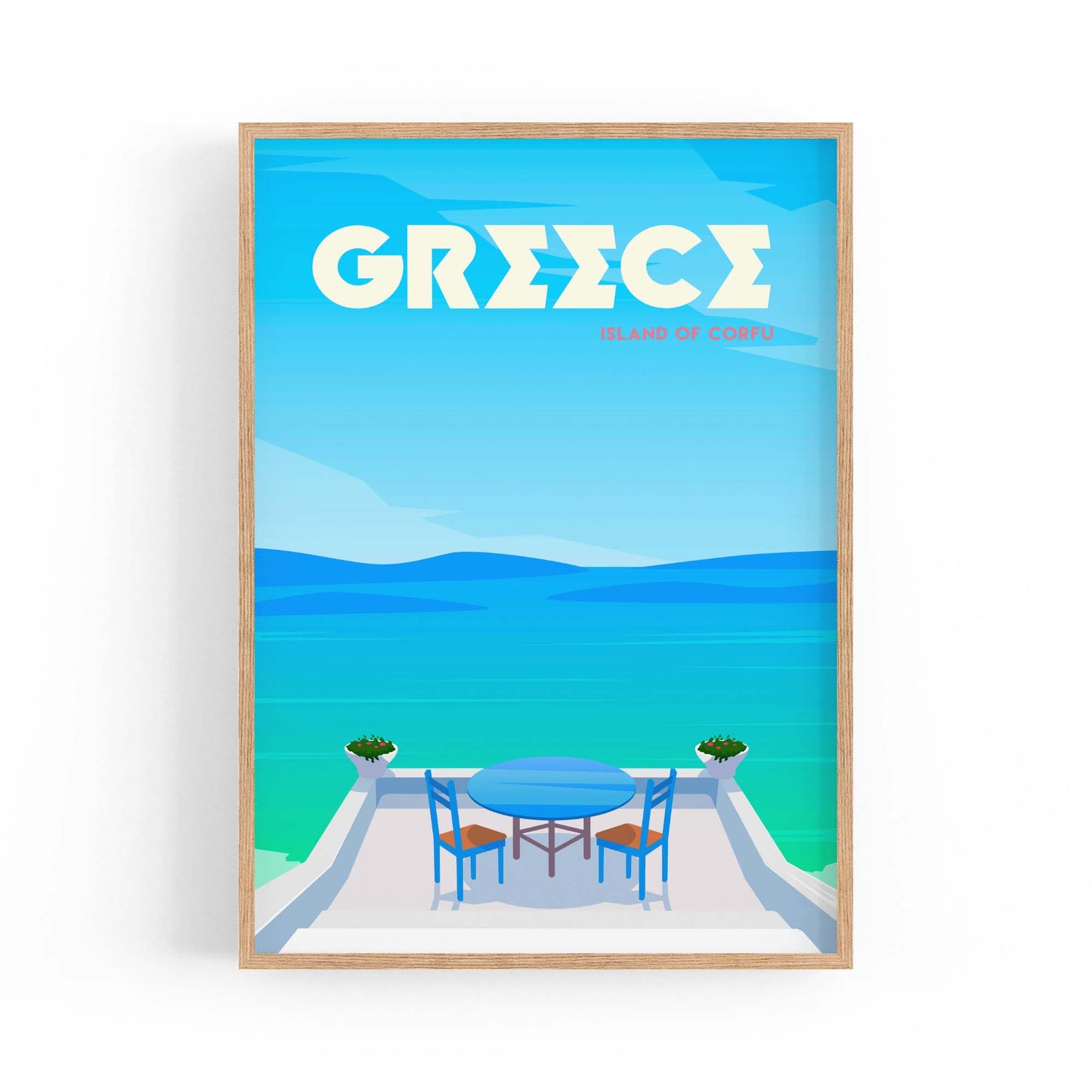 Retro Corfu Greece Travel Vintage Wall Art - The Affordable Art Company