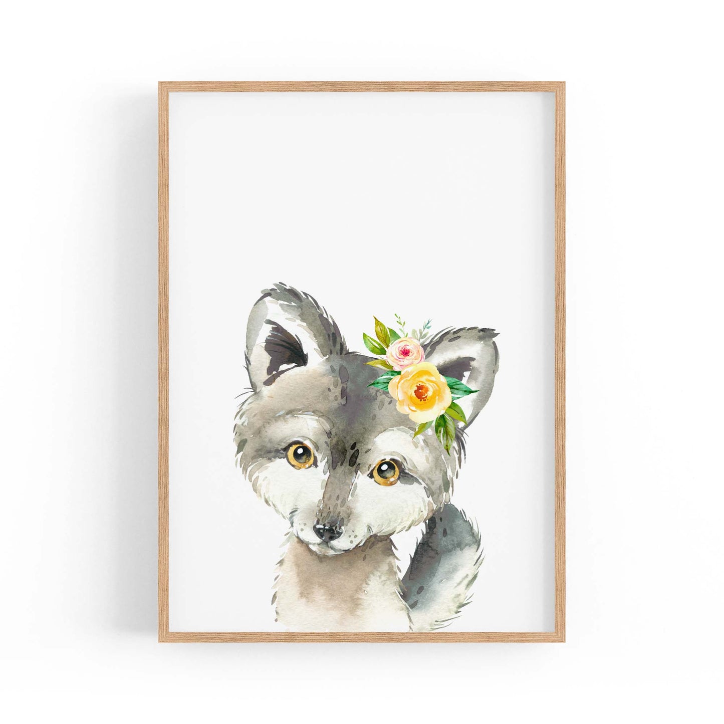 Cute Baby Wolf Nursery Animal Gift Wall Art - The Affordable Art Company