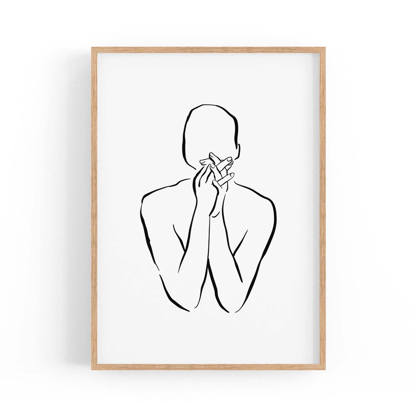 Thinking Nude Female Minimal Line Body Wall Art - The Affordable Art Company