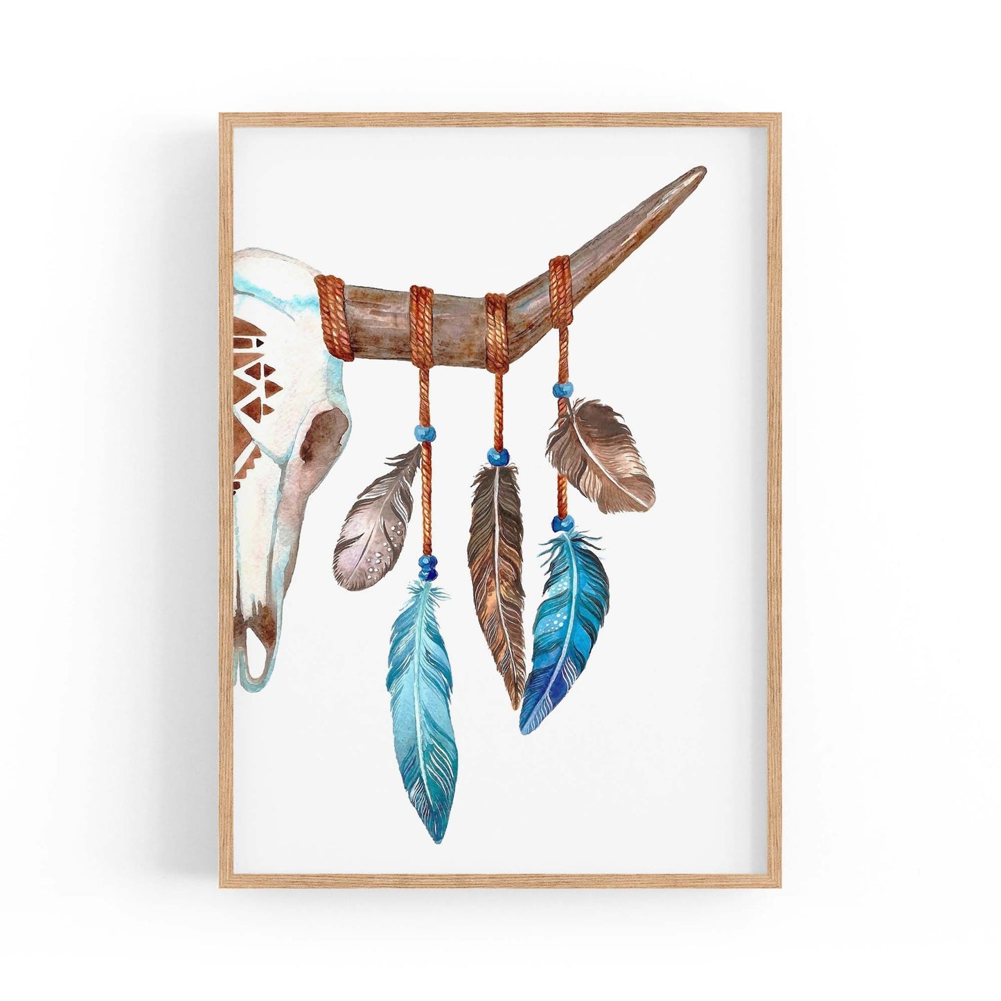 Cow Skull Painting Minimal Boho Vintage Wall Art #2 - The Affordable Art Company