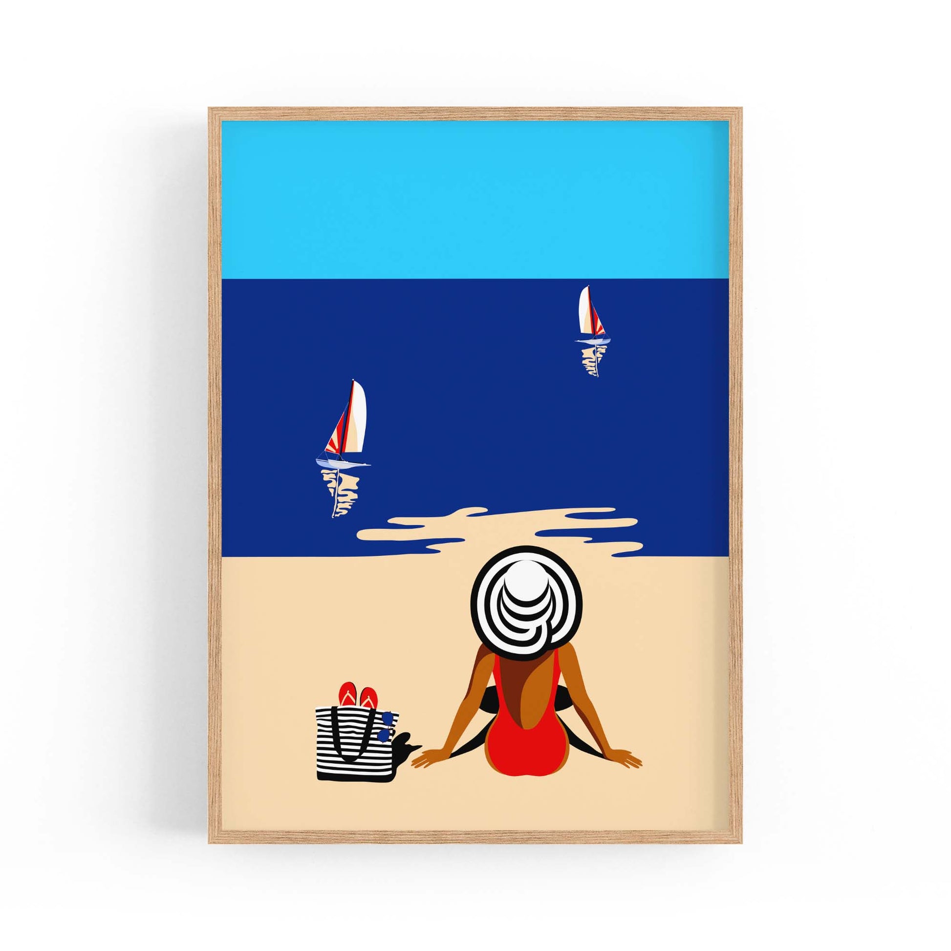 Retro Summer Beach Coastal Fashion Wall Art #5 - The Affordable Art Company