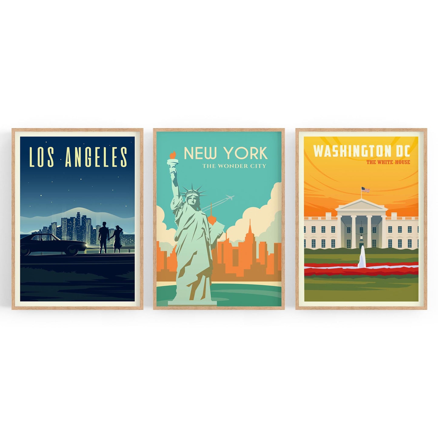 Set of Retro Travel Wall Art (USA Travel) - The Affordable Art Company