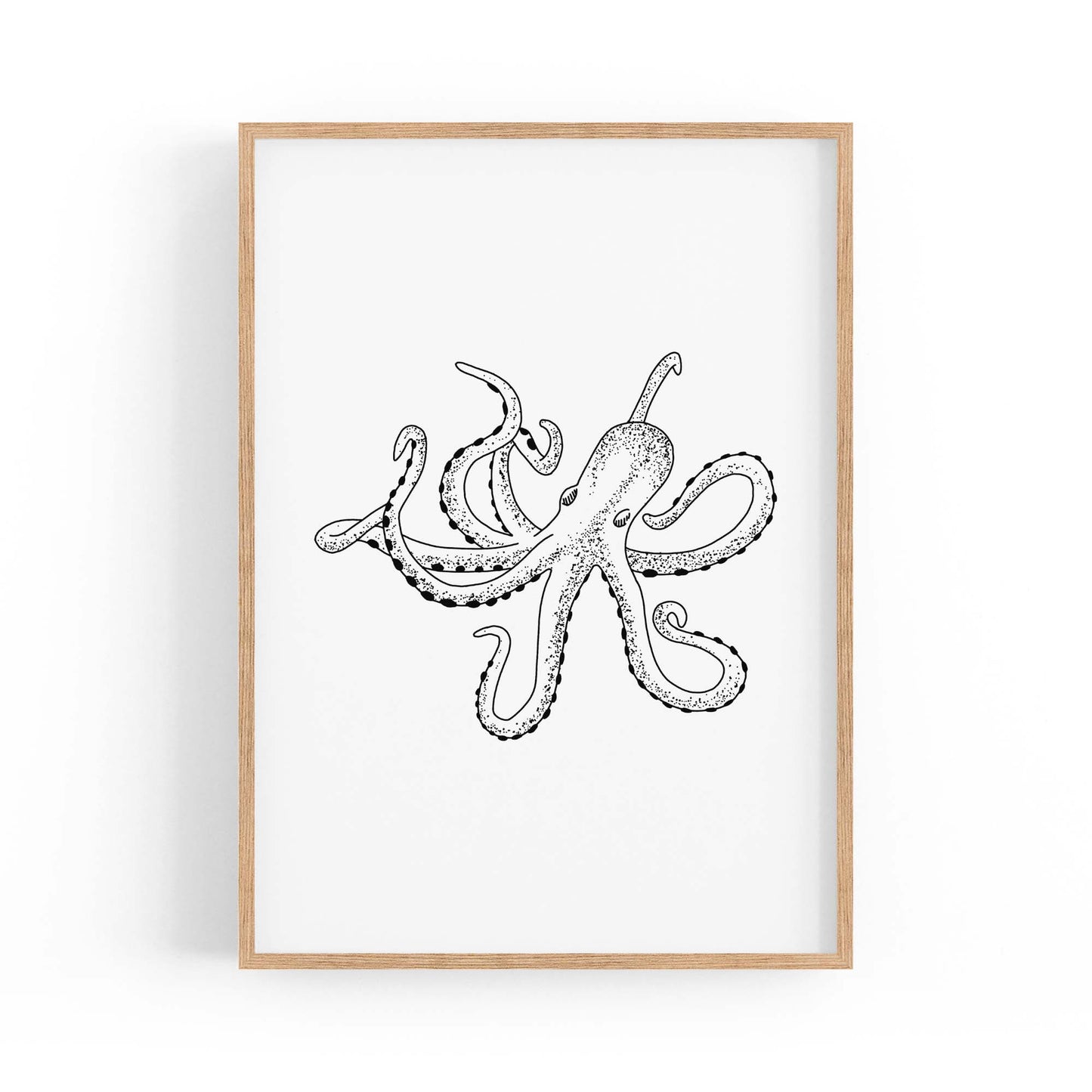 Octopus Drawing Minimal Sealife Wall Art #2 - The Affordable Art Company