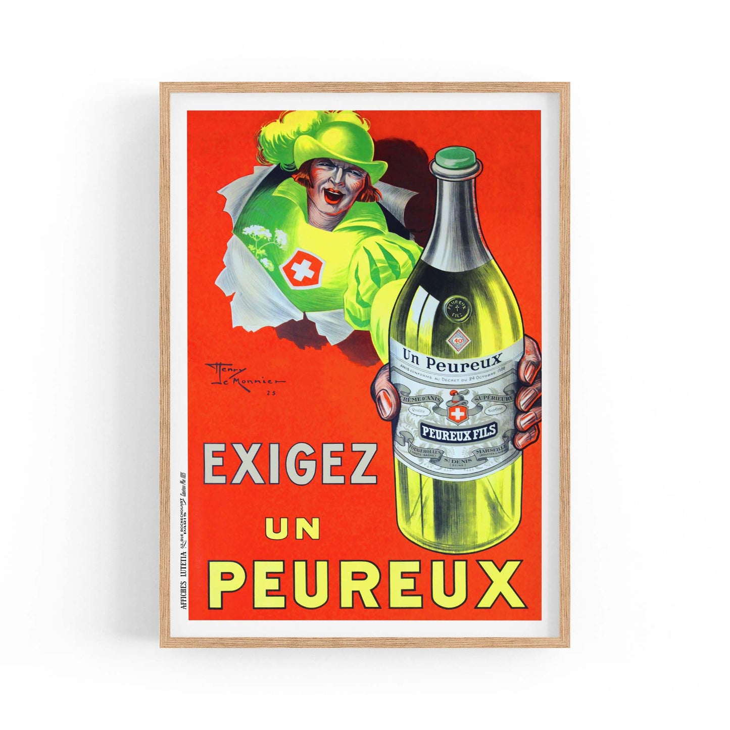 Exigez Un Peureux Vintage Drinks Advert Wall Art - The Affordable Art Company