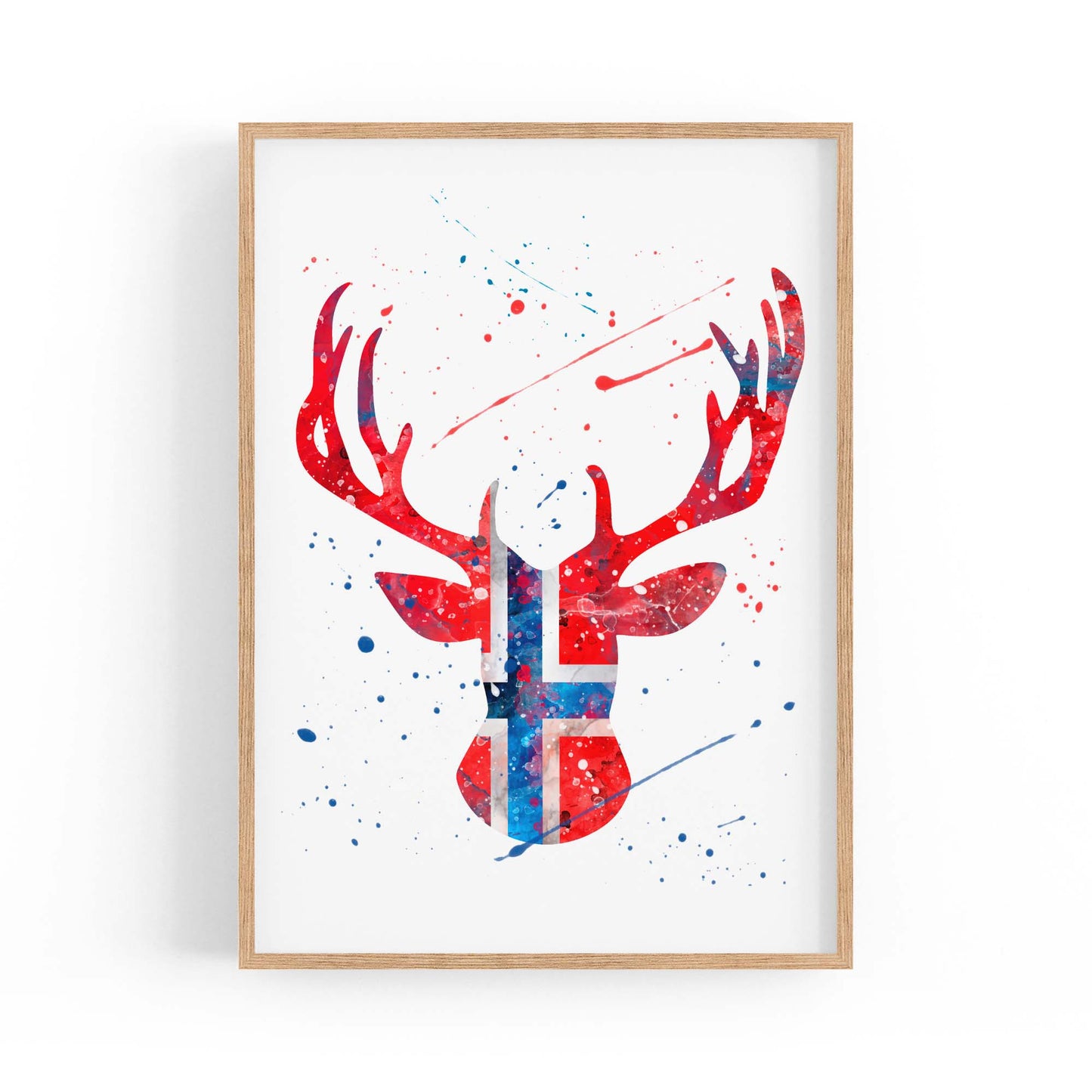 Norwegian Flag Deer Painting Wall Art - The Affordable Art Company