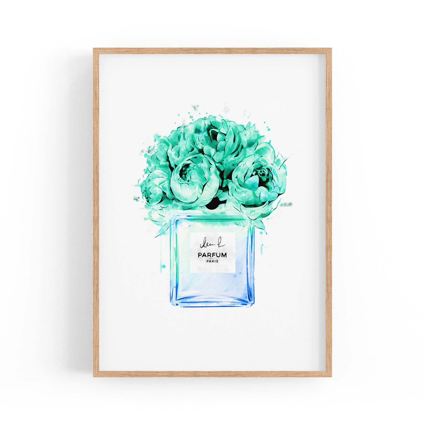 Teal Floral Perfume Bottle Fashion Wall Art #2 - The Affordable Art Company