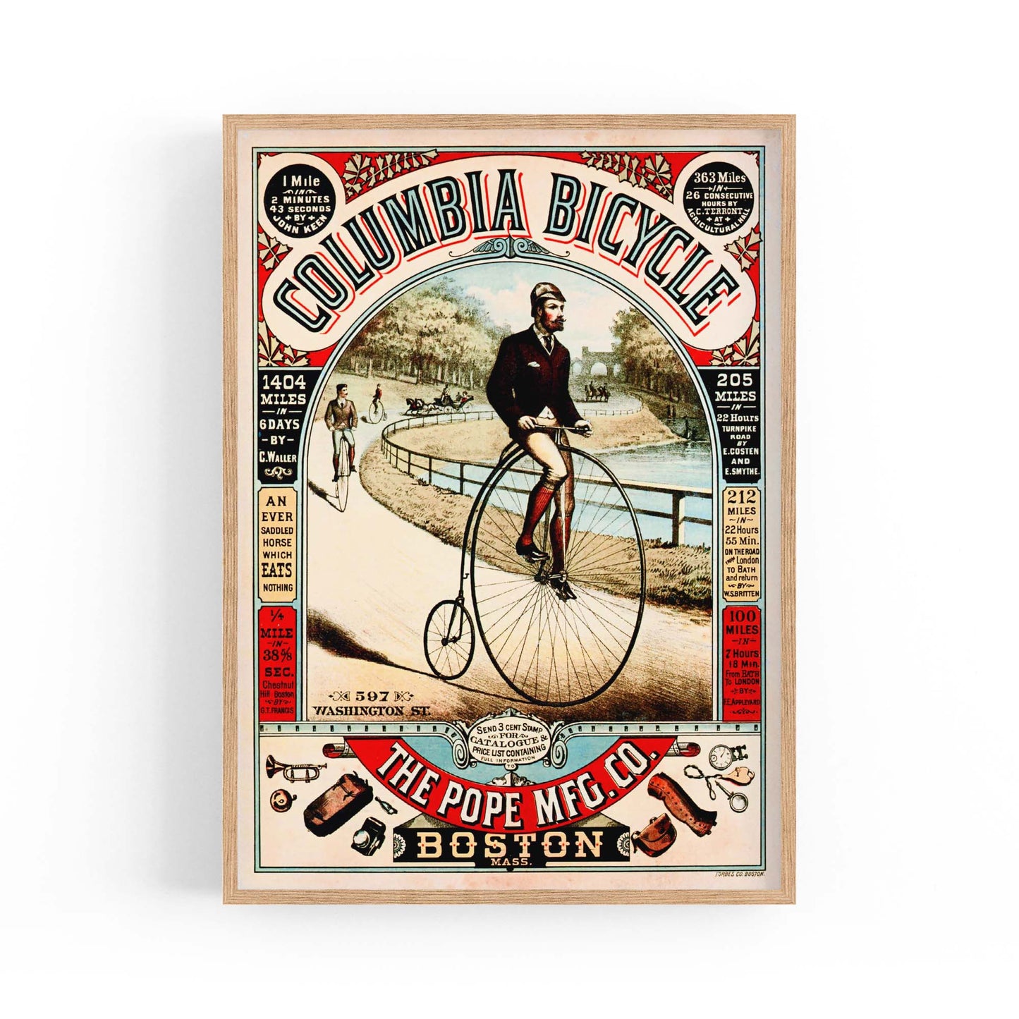Columbia Bicycle Vintage Advert Cycling Wall Art - The Affordable Art Company