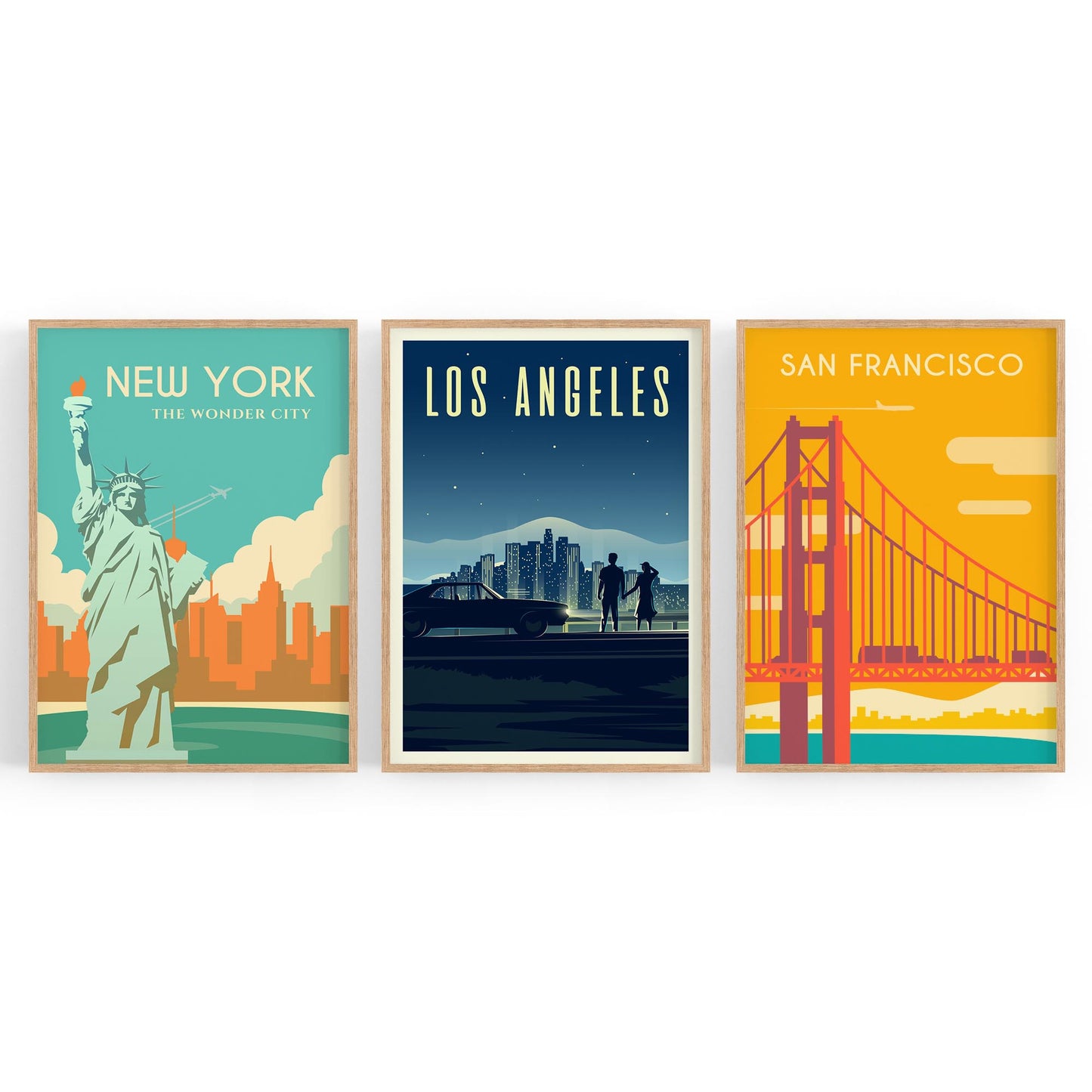 Set of Retro Travel Wall Art (USA Travel) - The Affordable Art Company
