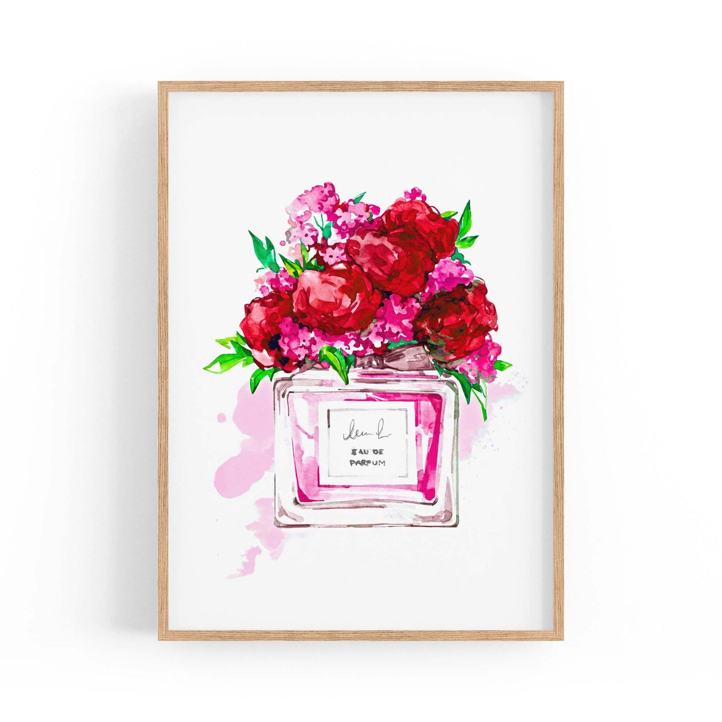 Red Floral Perfume Bottle Fashion Wall Art - The Affordable Art Company