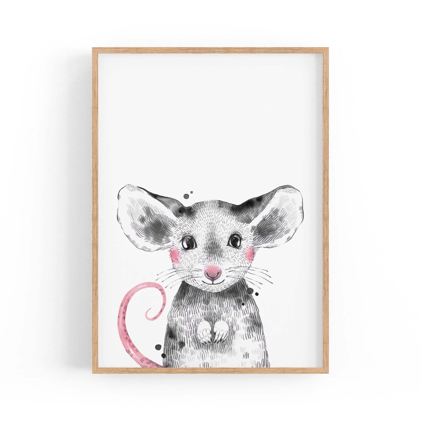 Cute Blushing Baby Mouse Nursery Animal Wall Art - The Affordable Art Company