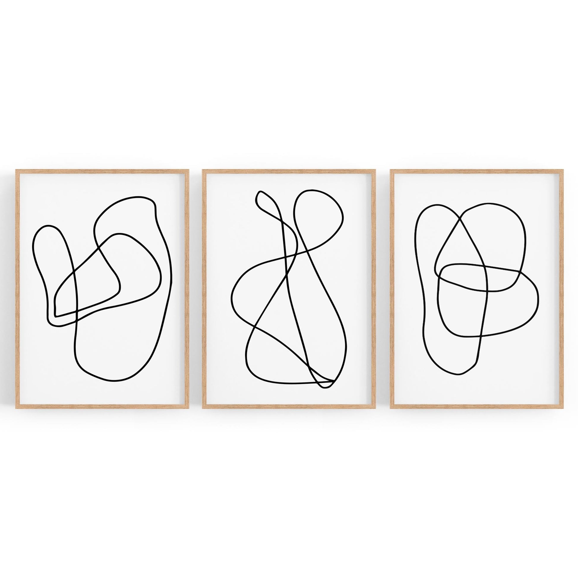 Set of Abstract Line Drawing Minimal Shape Wall Art #3 - The Affordable Art Company