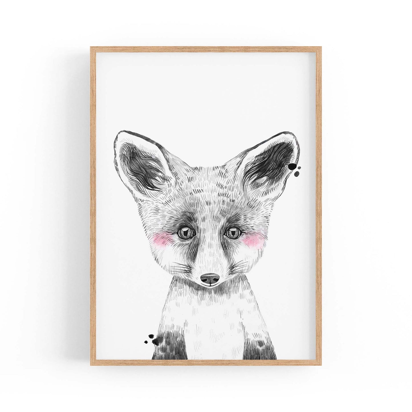 Cute Blushing Baby Fox Nursery Animal Wall Art - The Affordable Art Company