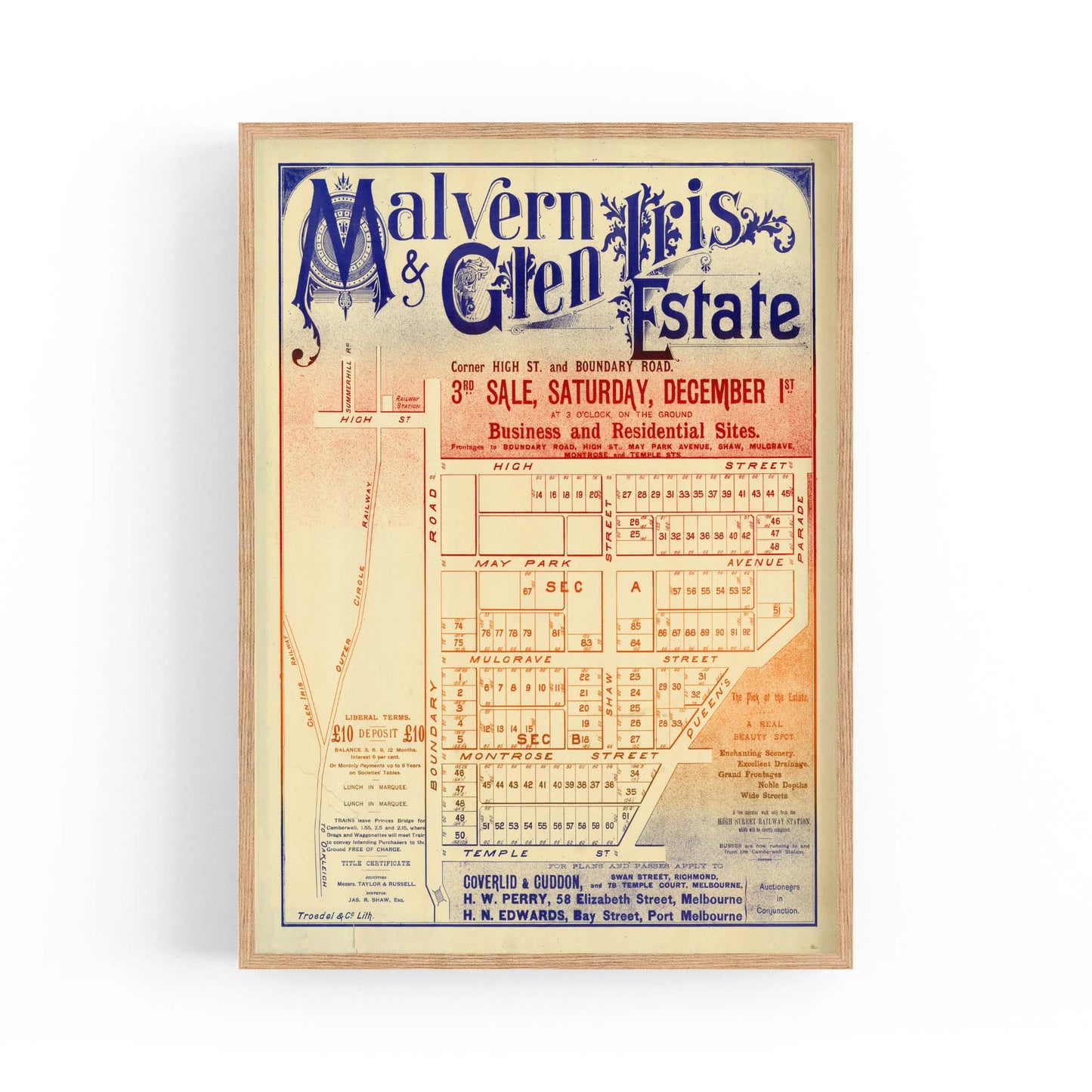 Glen Iris Melbourne Vintage Real Estate Advert Art - The Affordable Art Company