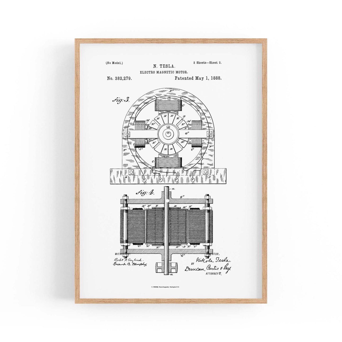 Vintage Electro Motor Patent Wall Art #2 - The Affordable Art Company