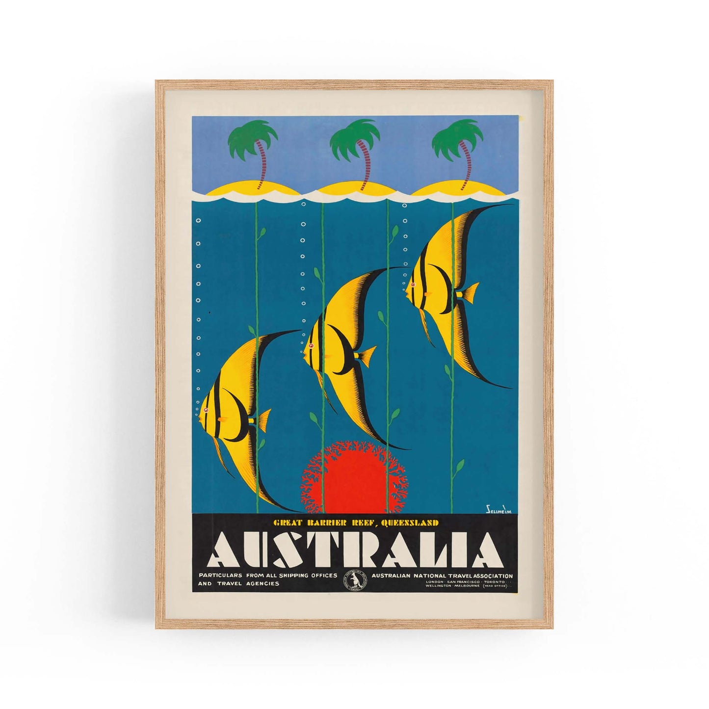 Great Barrier Reef, Australia Vintage Travel Advert Wall Art - The Affordable Art Company