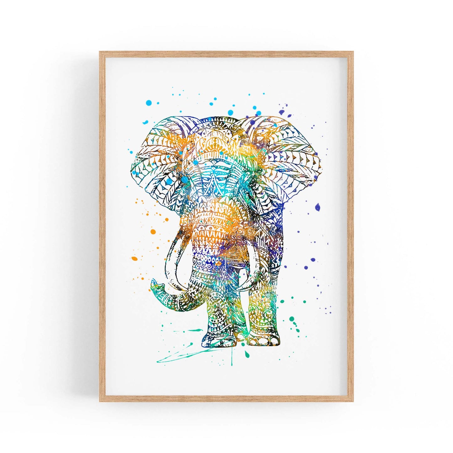 Elephant Mandala Cute Pattern Animal Wall Art - The Affordable Art Company