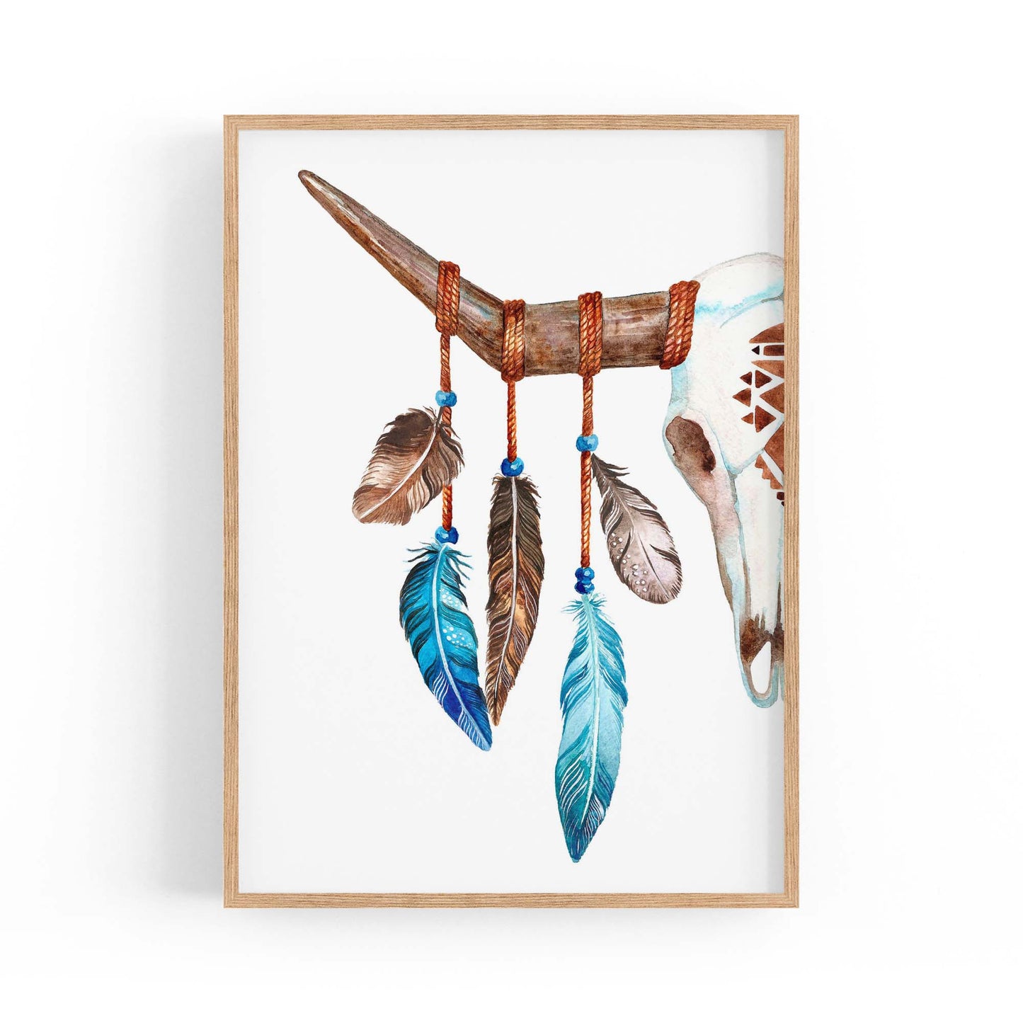 Cow Skull Painting Minimal Boho Vintage Wall Art #3 - The Affordable Art Company