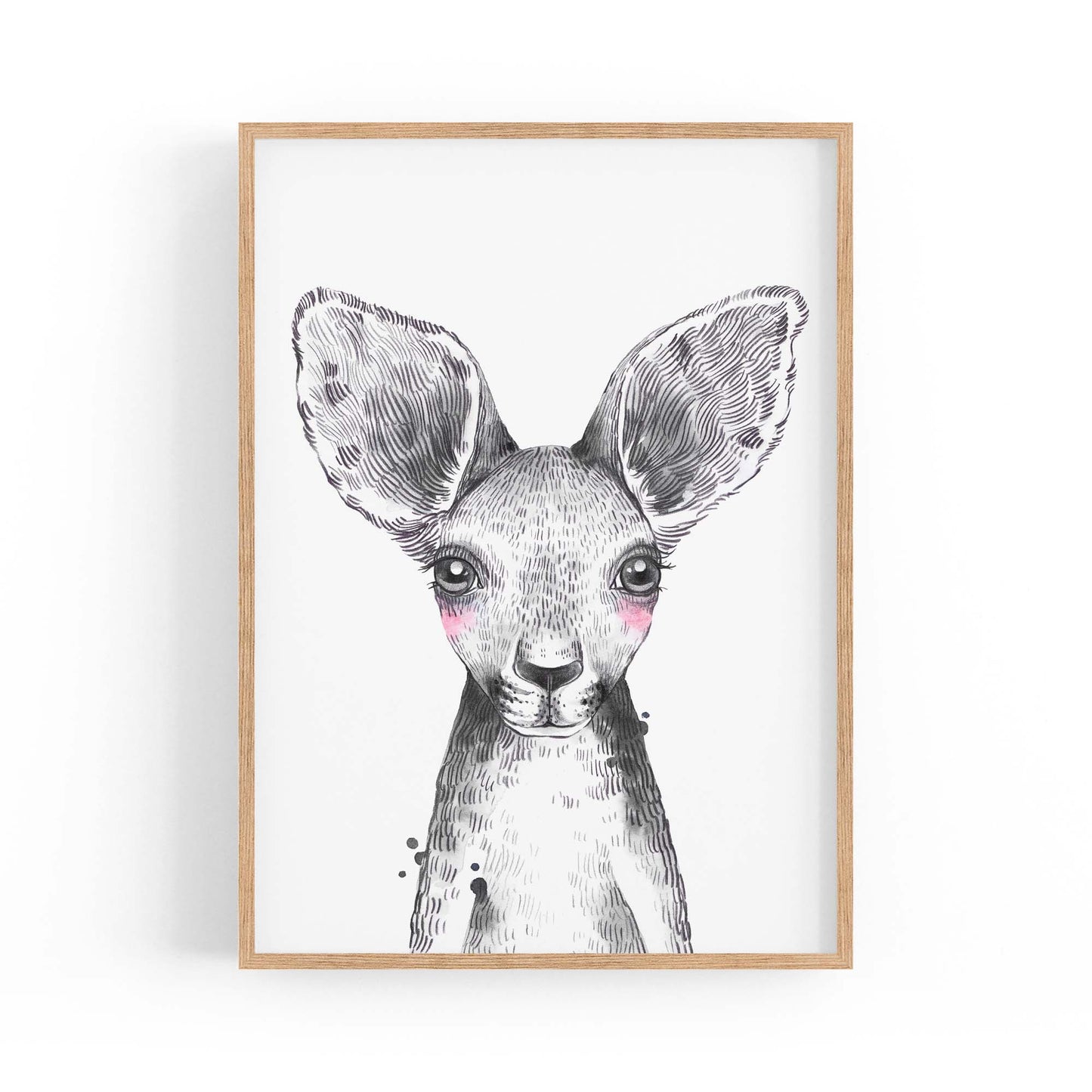Cute Blushing Baby Kangaroo Nursery Animal Wall Art - The Affordable Art Company