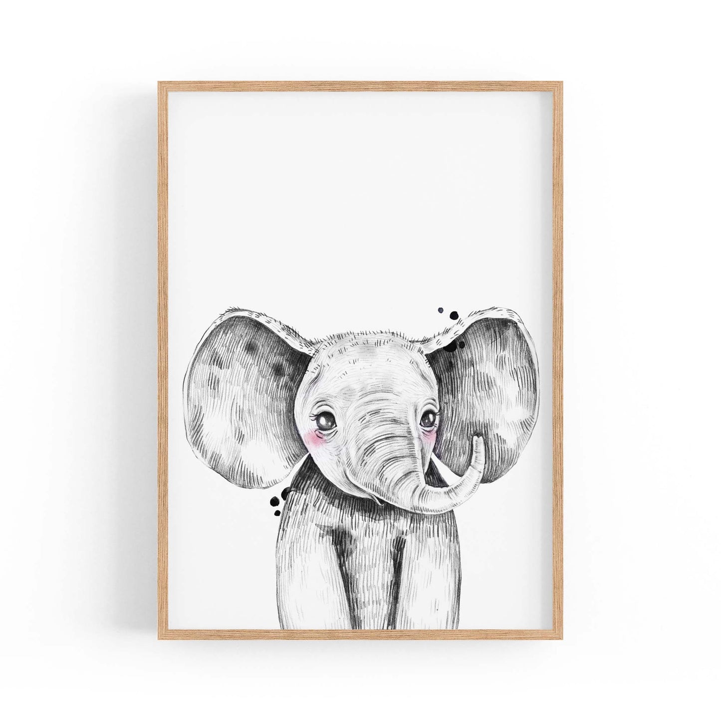 Cute Blushing Baby Elephant Nursery Animal Wall Art - The Affordable Art Company