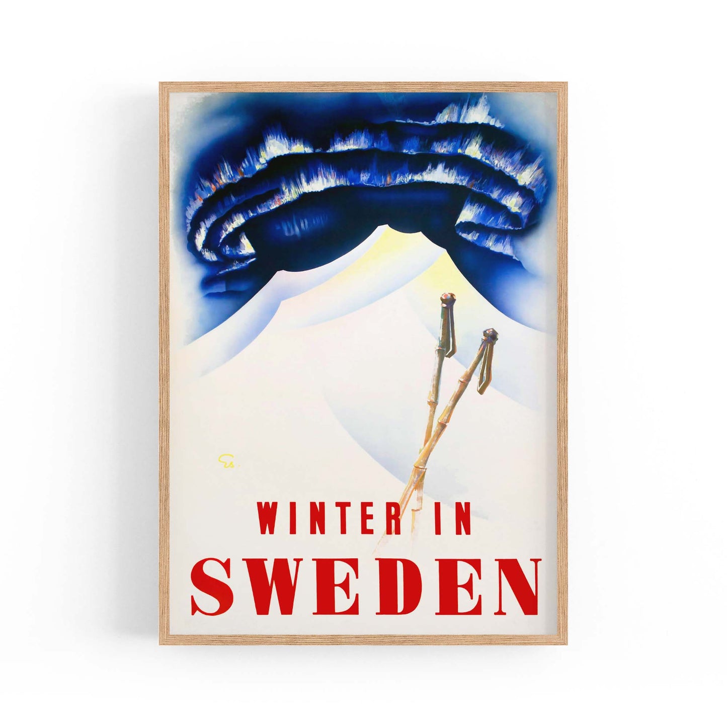Winter In Sweden Vintage Travel Advert Wall Art - The Affordable Art Company