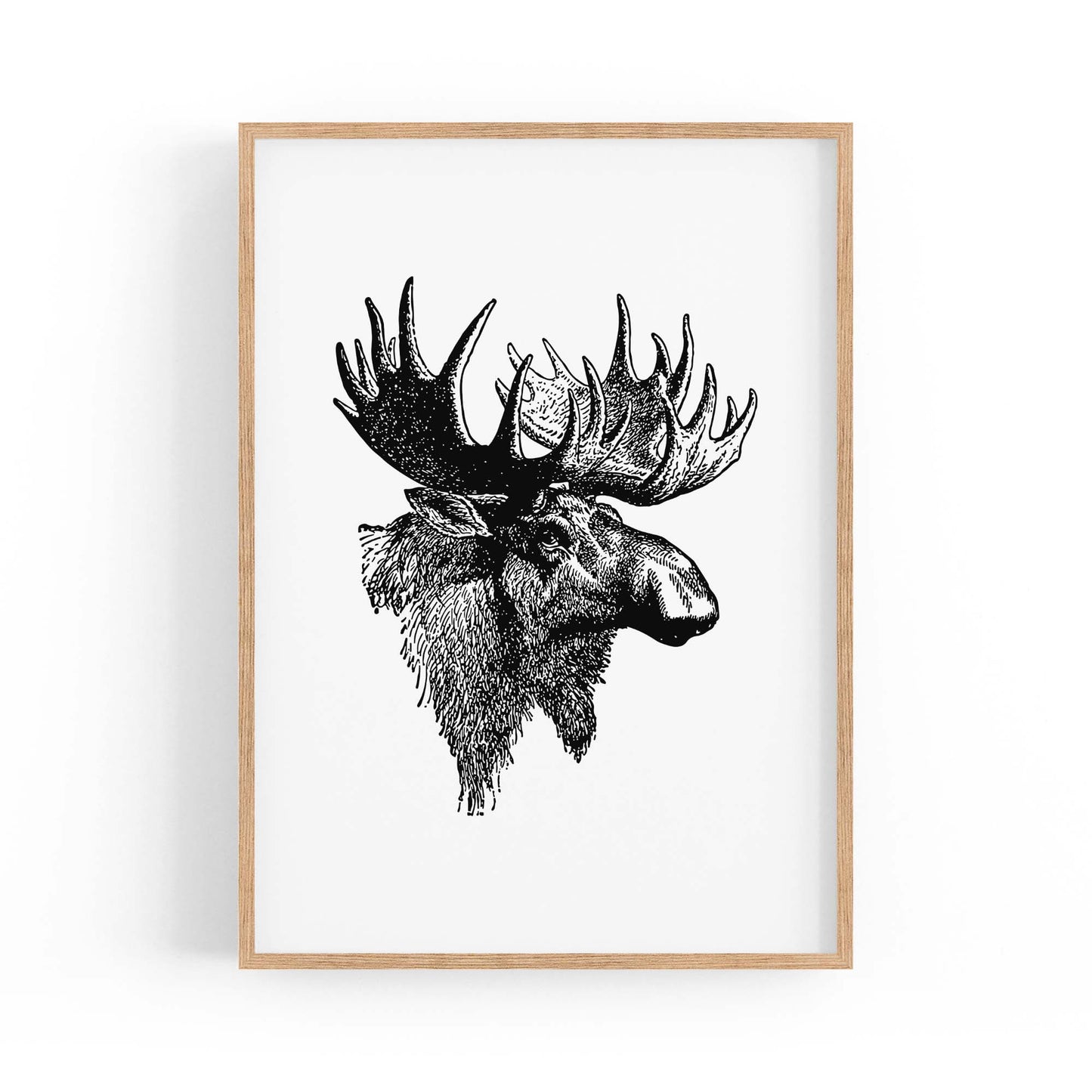 Moose Head Drawing Hunting Man Cave Wall Art #2 - The Affordable Art Company