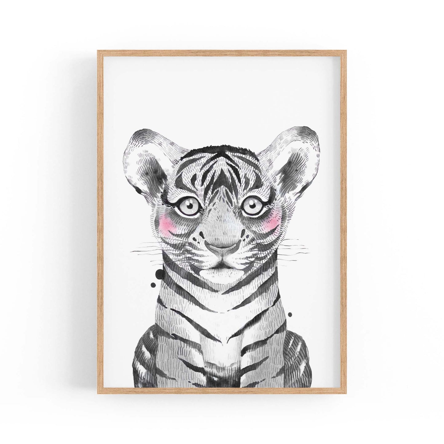 Cute Blushing Baby Tiger Nursery Animal Wall Art - The Affordable Art Company