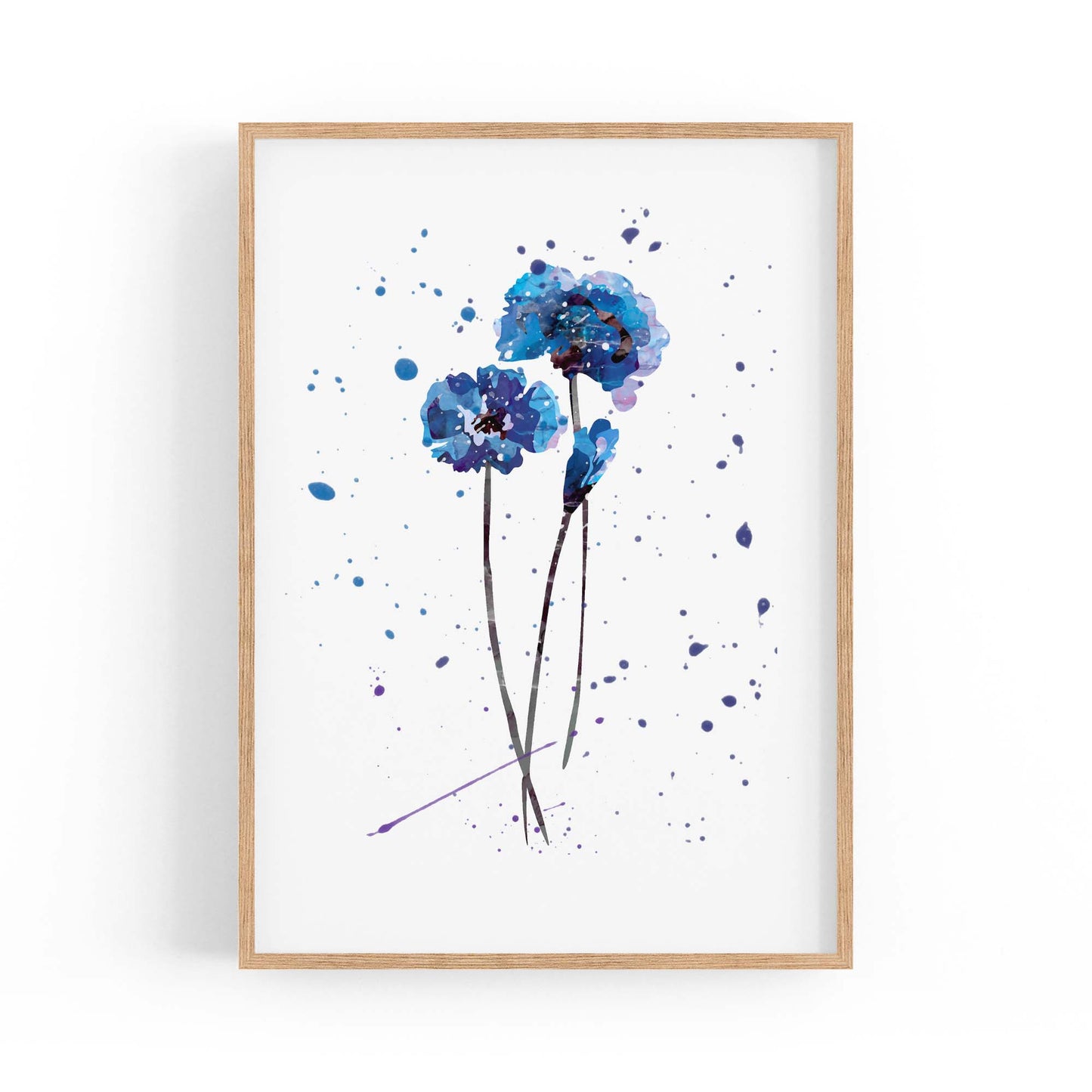 Scandi Blue Flower Design Minimal Kitchen Wall Art #1 - The Affordable Art Company