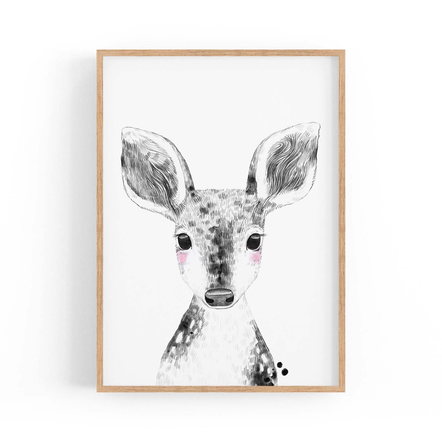 Cute Blushing Baby Deer Nursery Animal Wall Art - The Affordable Art Company