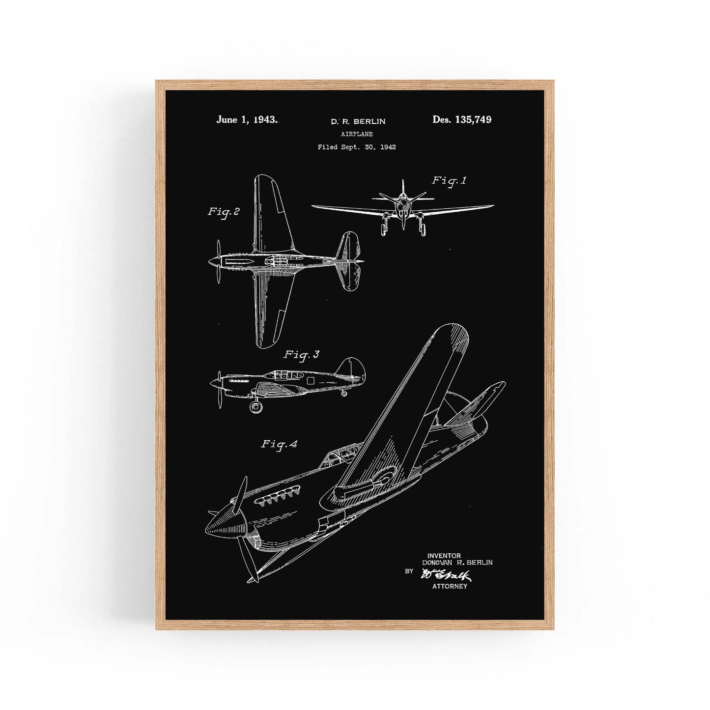 Airplane Patent Vintage Minimal Man Cave Wall Art #6 - The Affordable Art Company