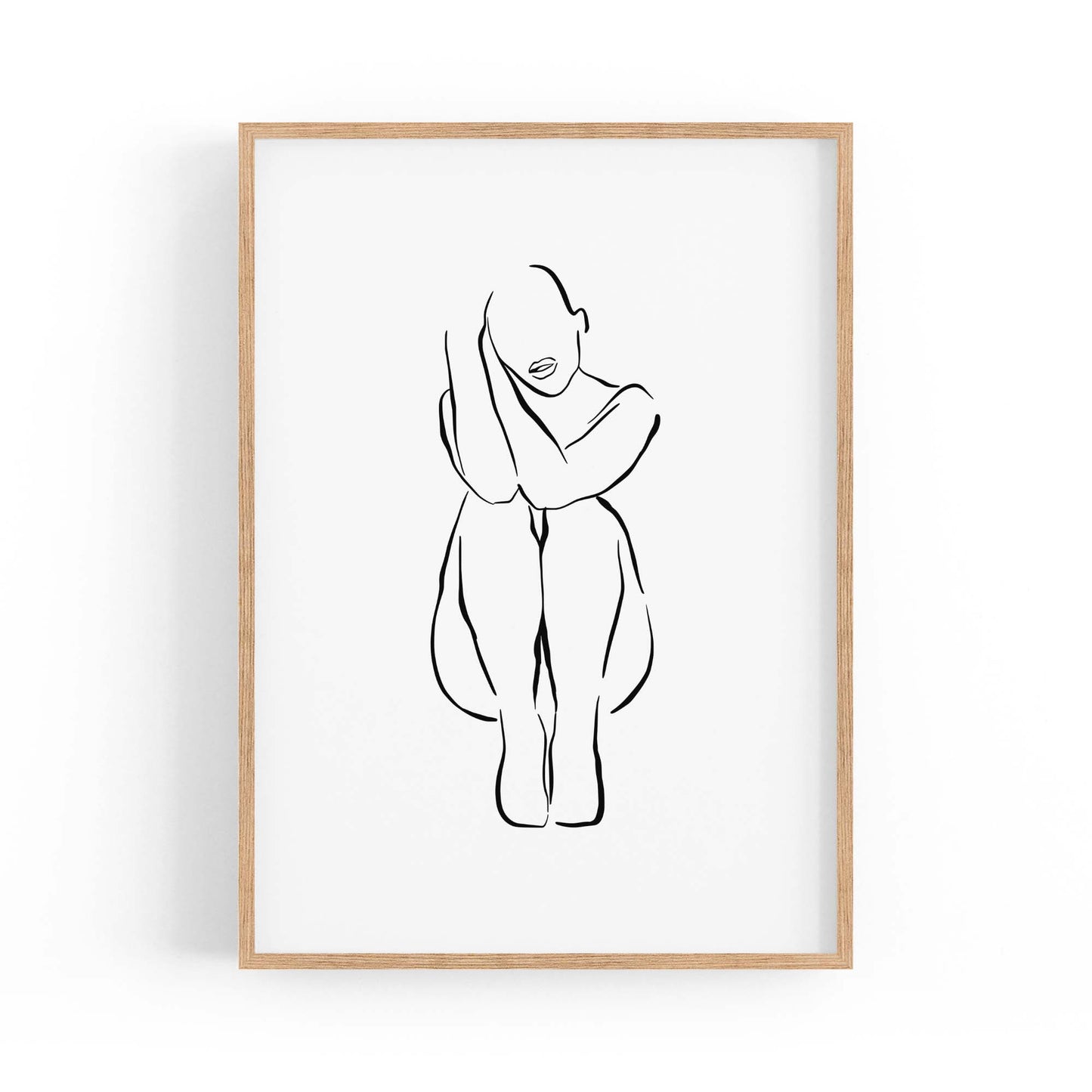 Posed Nude Female Body Minimal Drawing Wall Art #1 - The Affordable Art Company