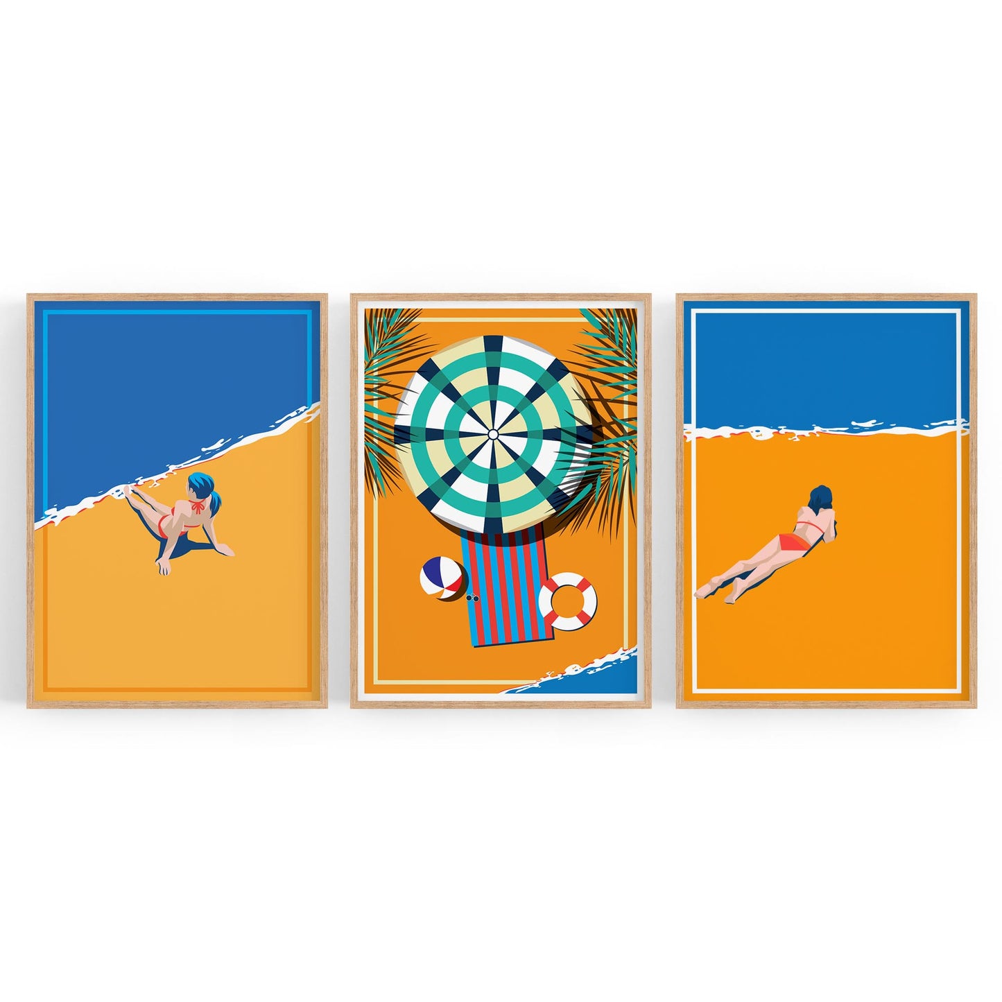 Set of Retro Beach Summer Coastal Wall Art #1 - The Affordable Art Company