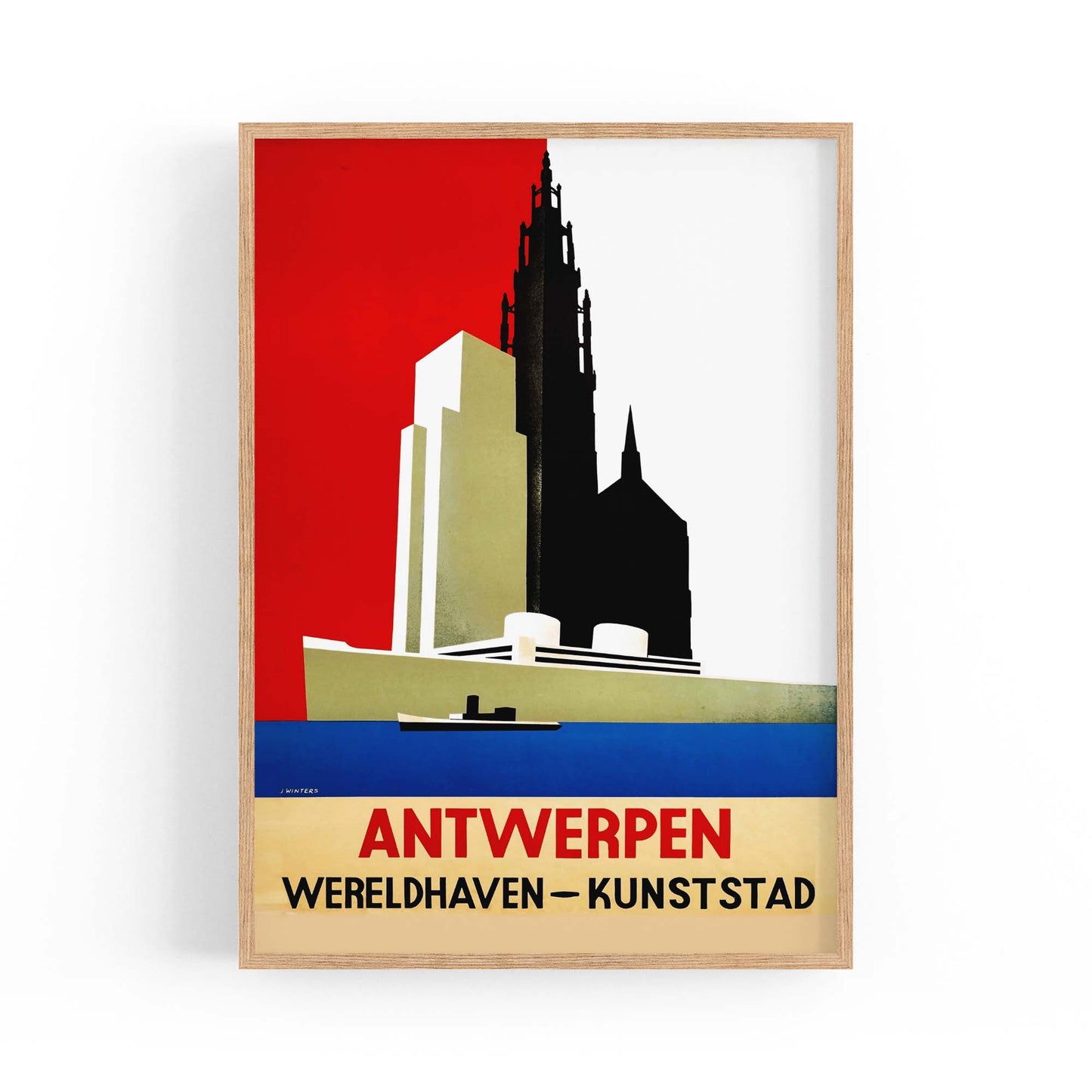 Vintage Travel Advert Antwerp, Belgium Wall Art - The Affordable Art Company