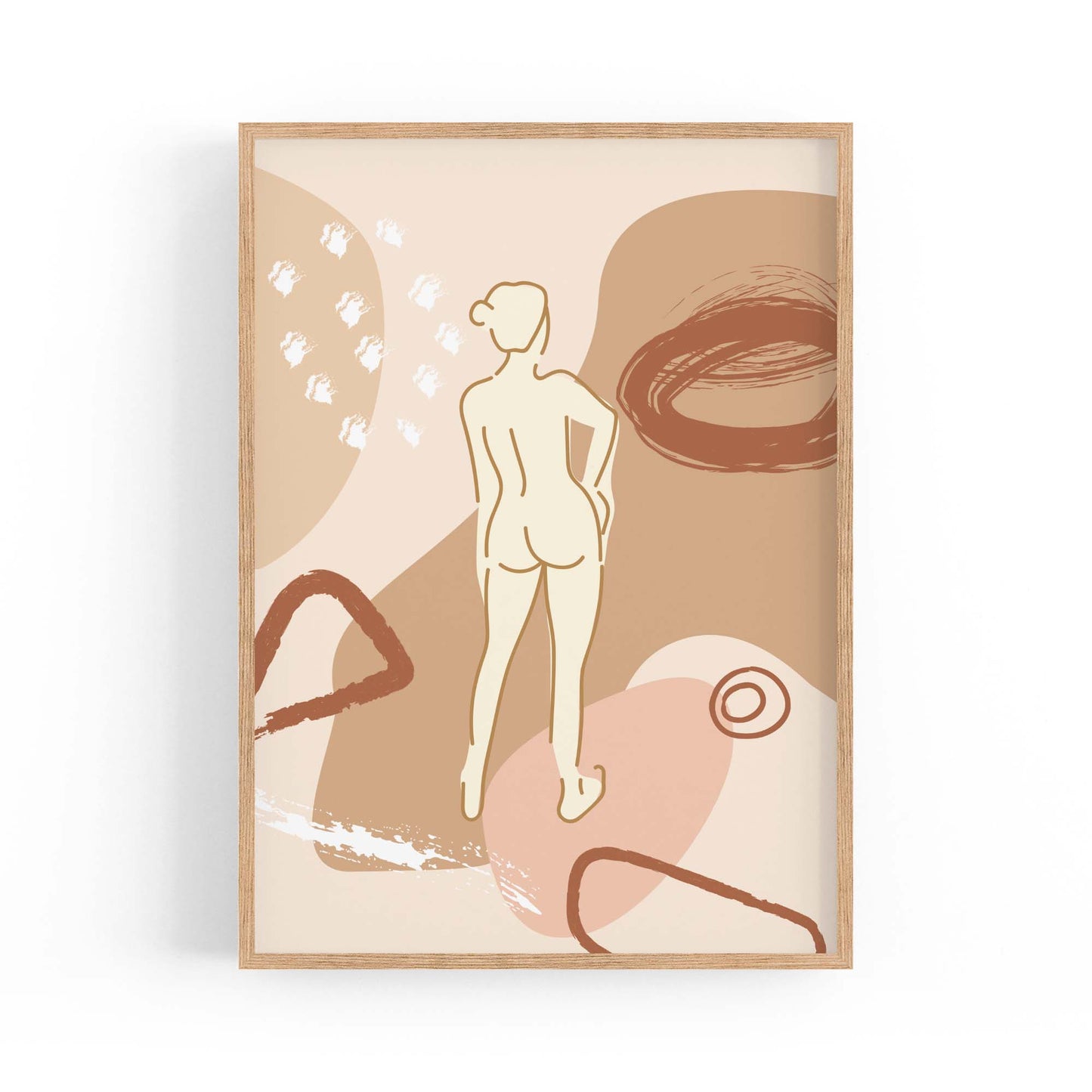 Nude Female Body Minimal Retro Drawing Wall Art - The Affordable Art Company