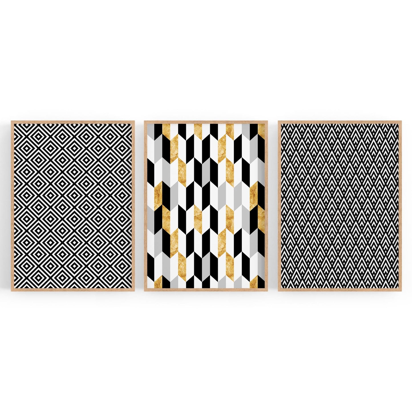 Set of Minimal Black & White Pattern Wall Art - The Affordable Art Company