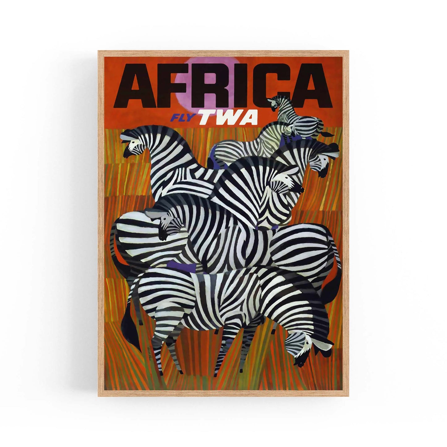 Africa fly TWA Vintage Travel Advert Wall Art - The Affordable Art Company