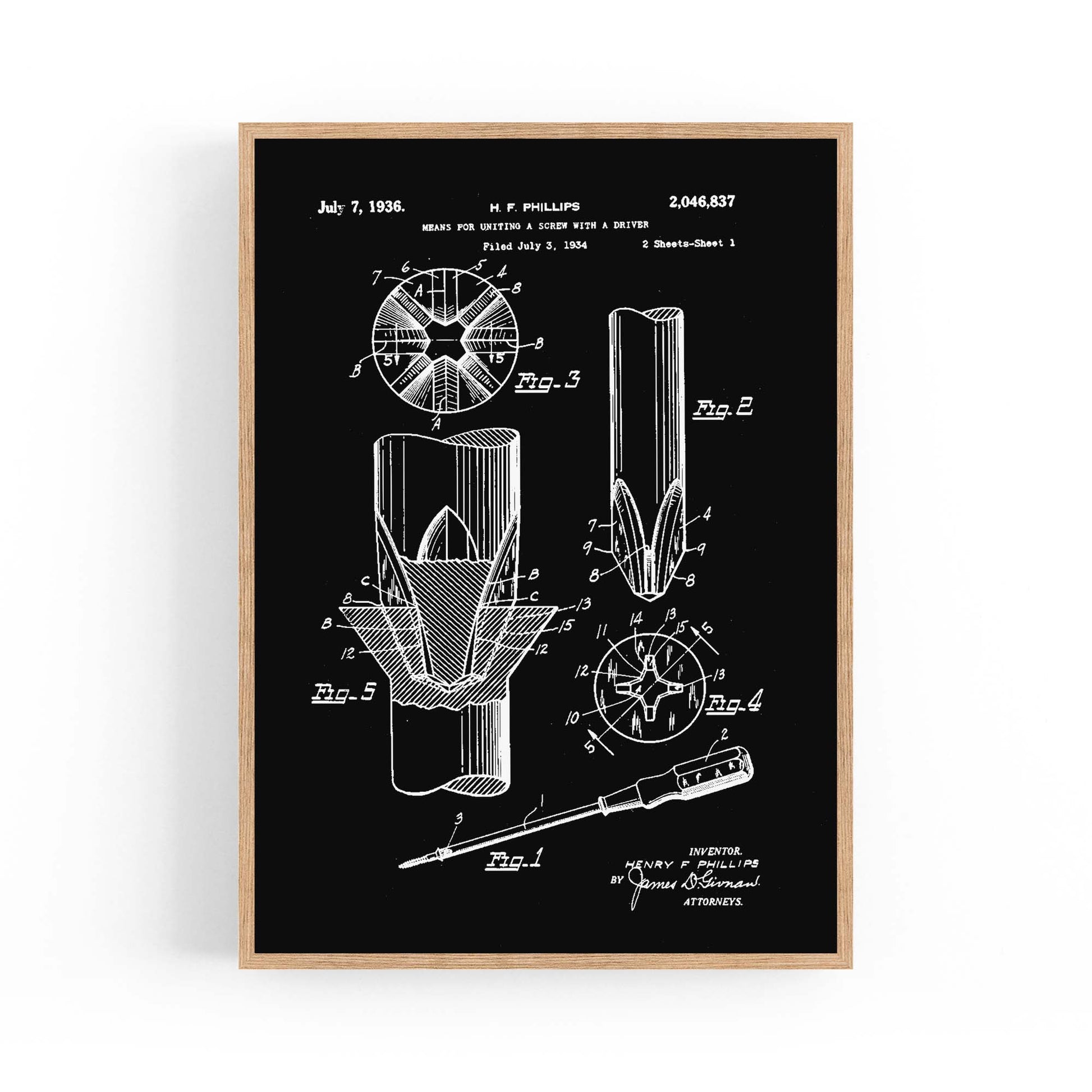 Vintage Phillips Screwdriver Patent Garage Wall Art #1 - The Affordable Art Company