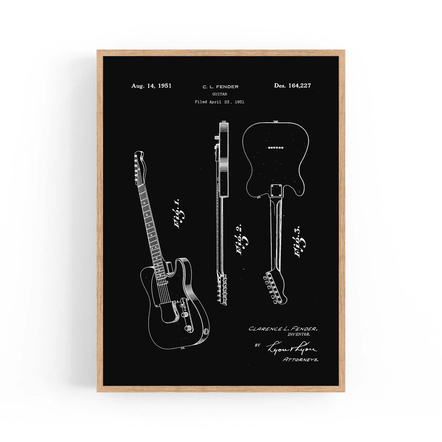 Vintage Telecaster Guitar Black Patent Wall Art #1 - The Affordable Art Company