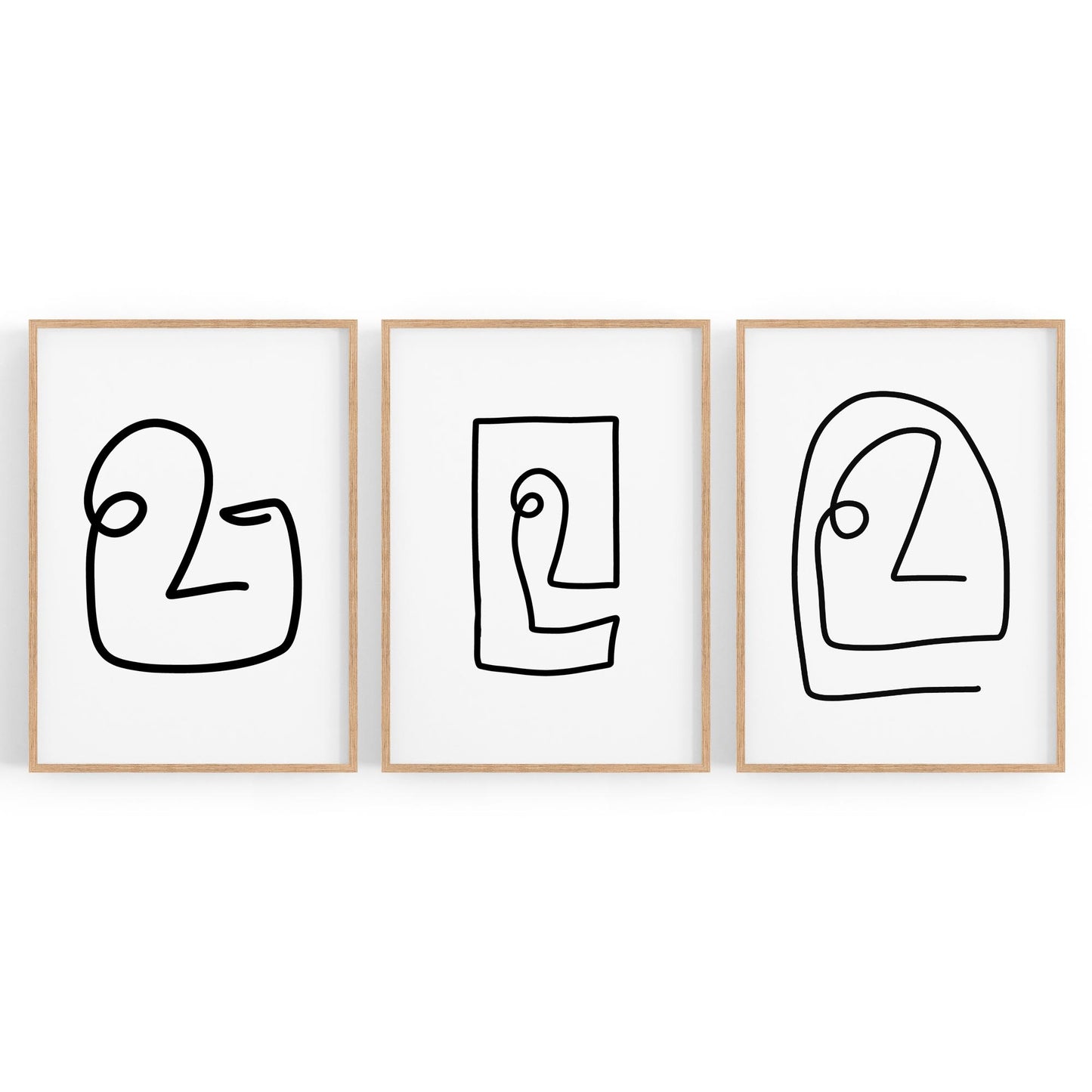 Set of Face Line Drawings Abstract Style Wall Art #1 - The Affordable Art Company