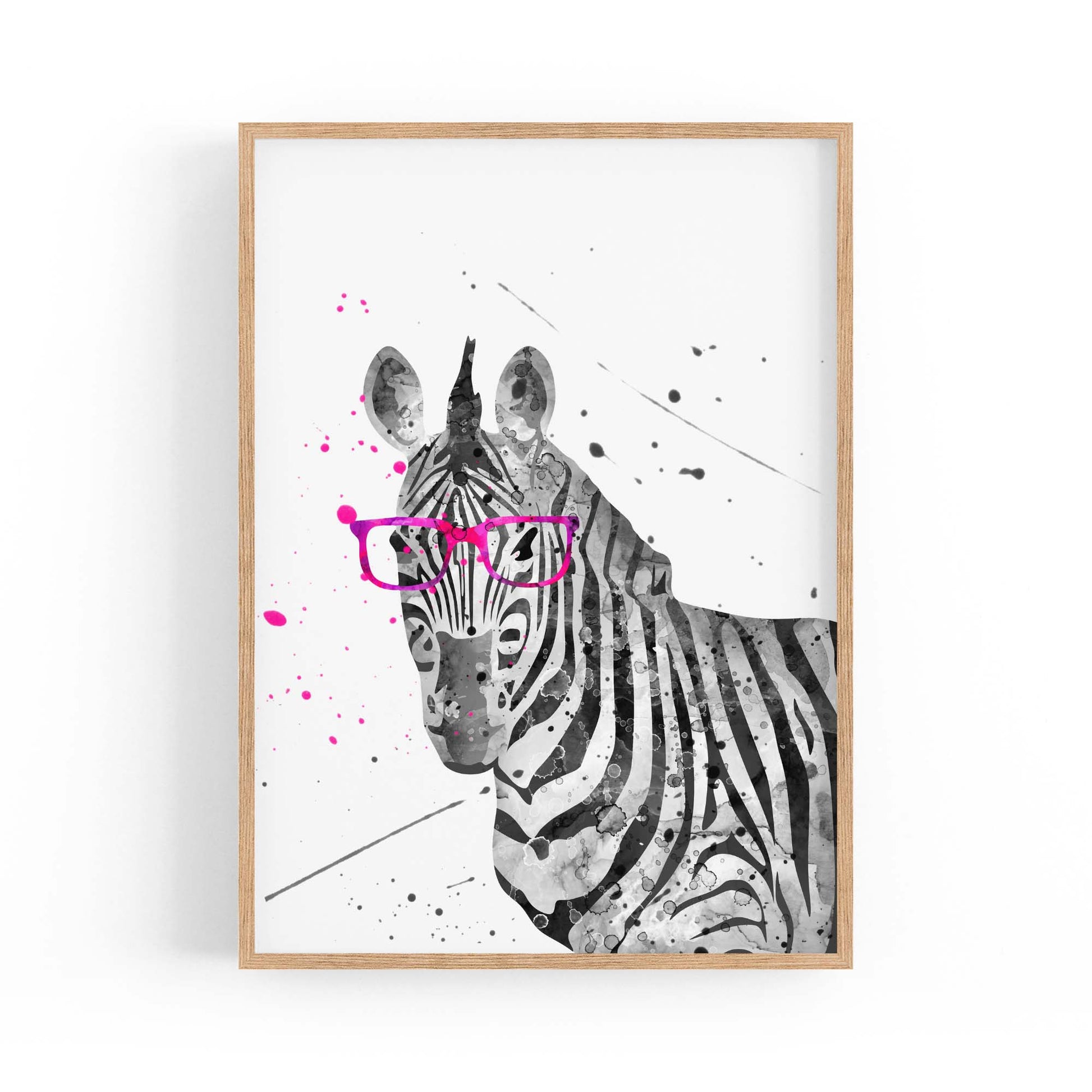 Zebra with Glasses Nursery Cute Baby Wall Art - The Affordable Art Company