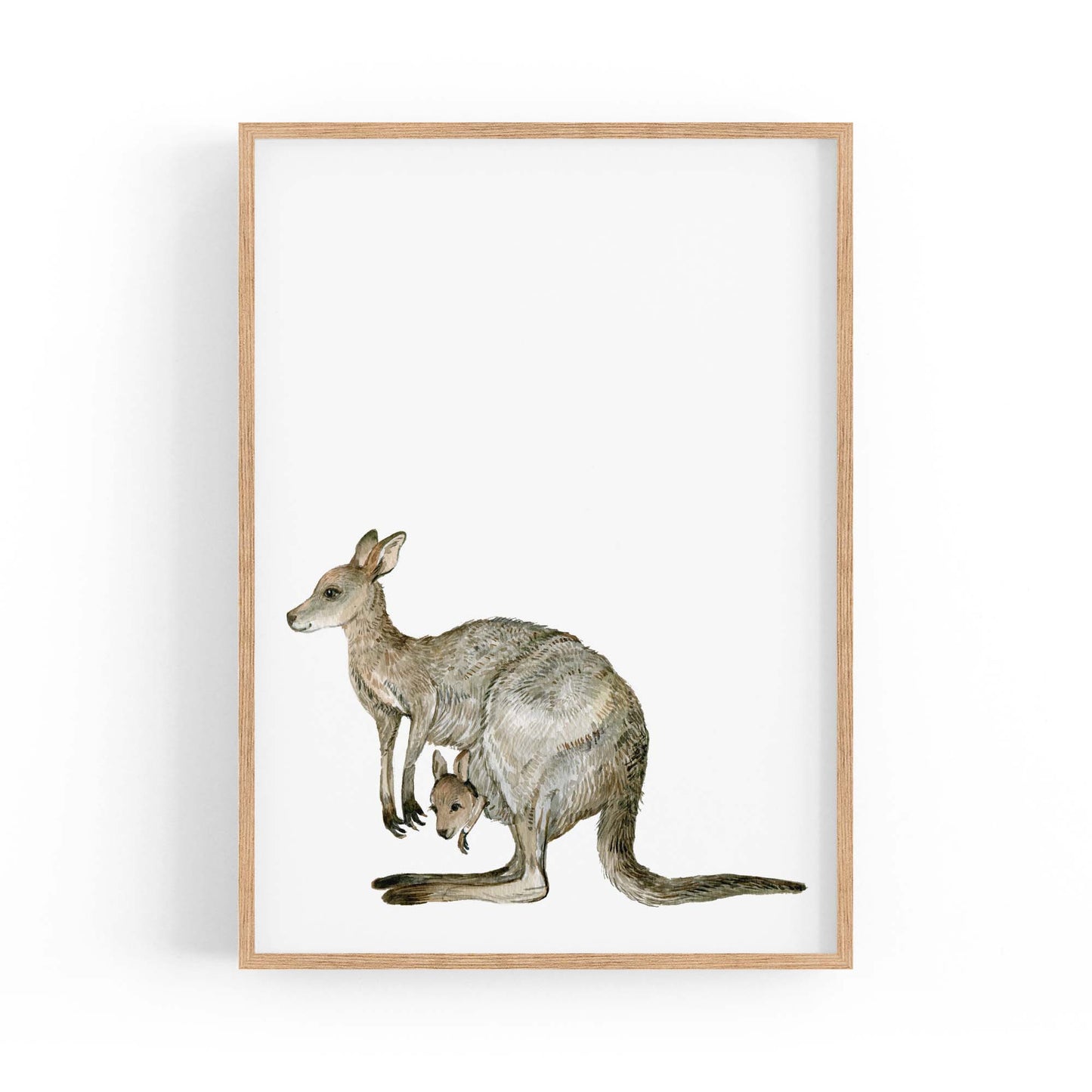 Australian Grey Kangaroo Painting Animal Nursery Art - The Affordable Art Company
