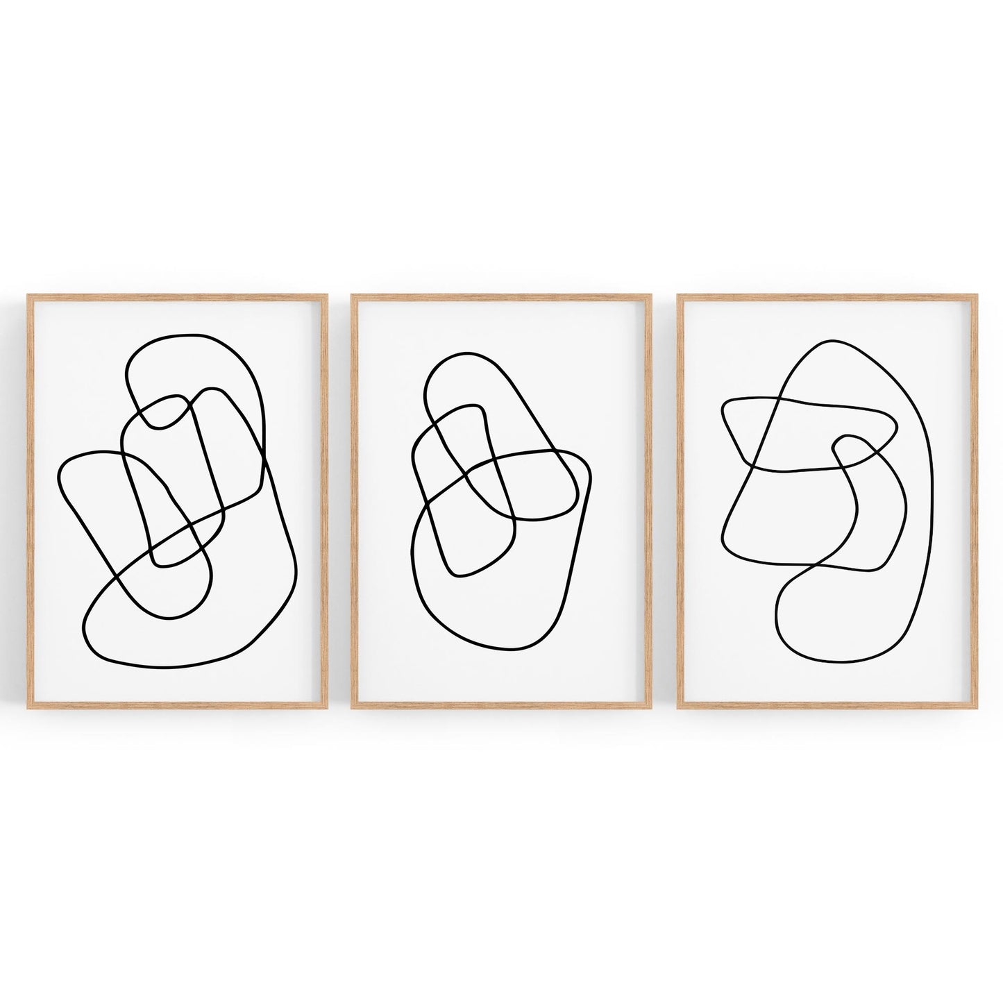 Set of Abstract Line Drawing Minimal Shape Wall Art #1 - The Affordable Art Company