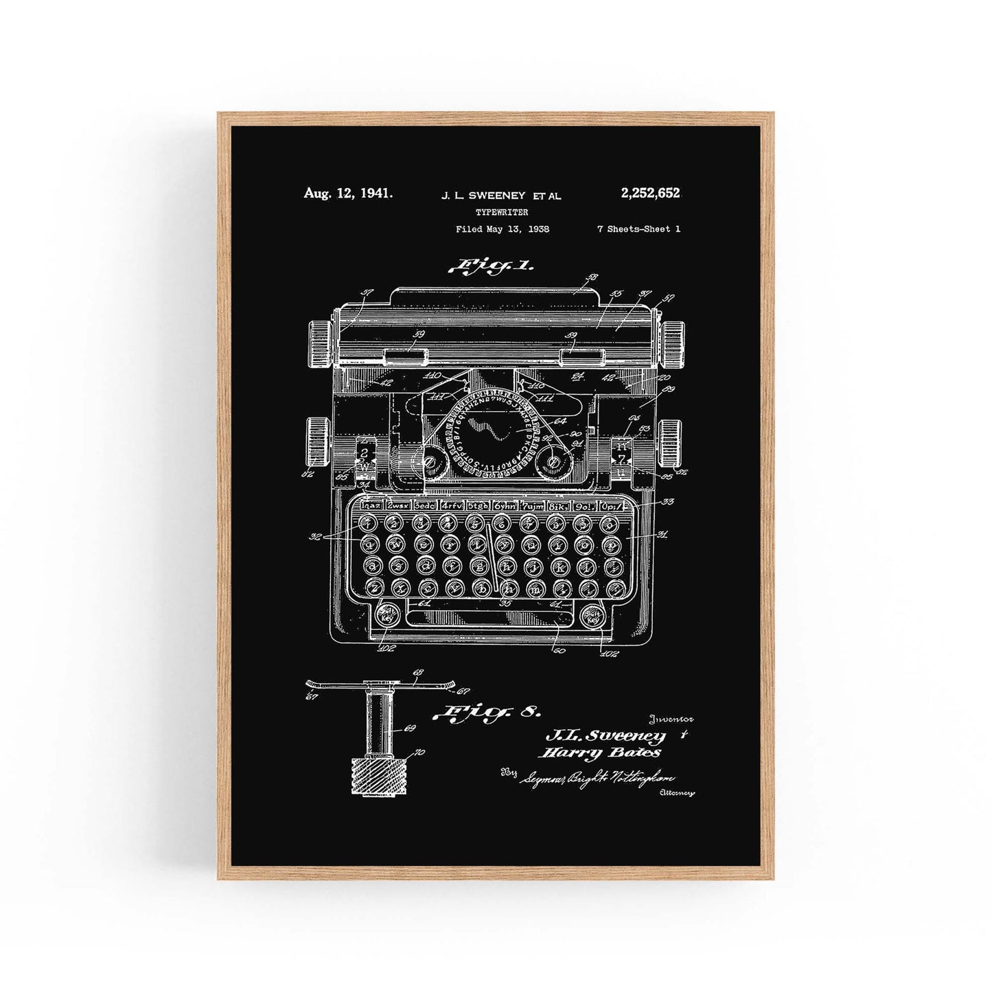 Vintage Typewriter Black Patent Wall Art #3 - The Affordable Art Company
