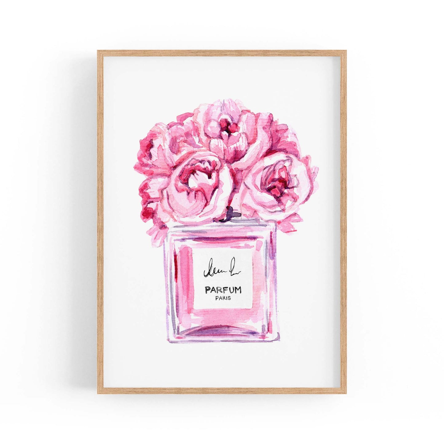 Pink Minimal Perfume Bottle Fashion Wall Art #1 - The Affordable Art Company