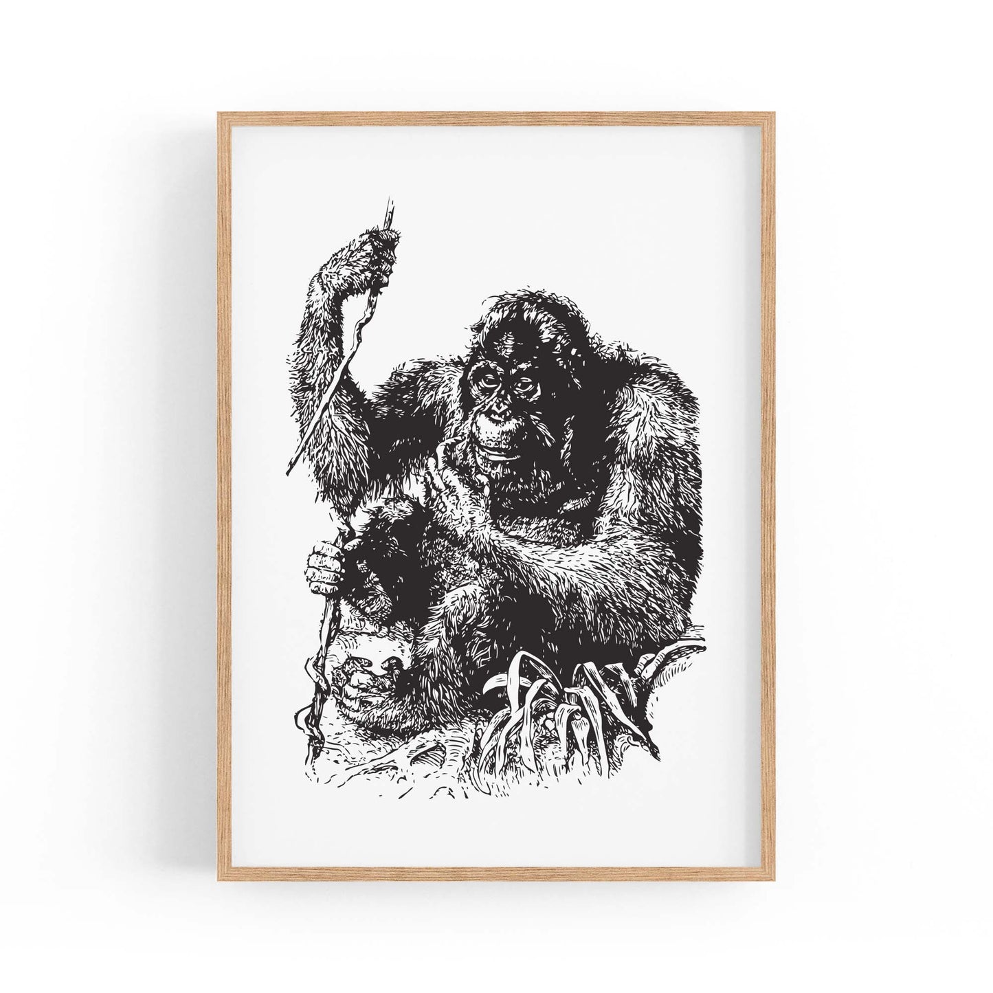 Orangutan Drawing Jungle Animal Wall Art - The Affordable Art Company