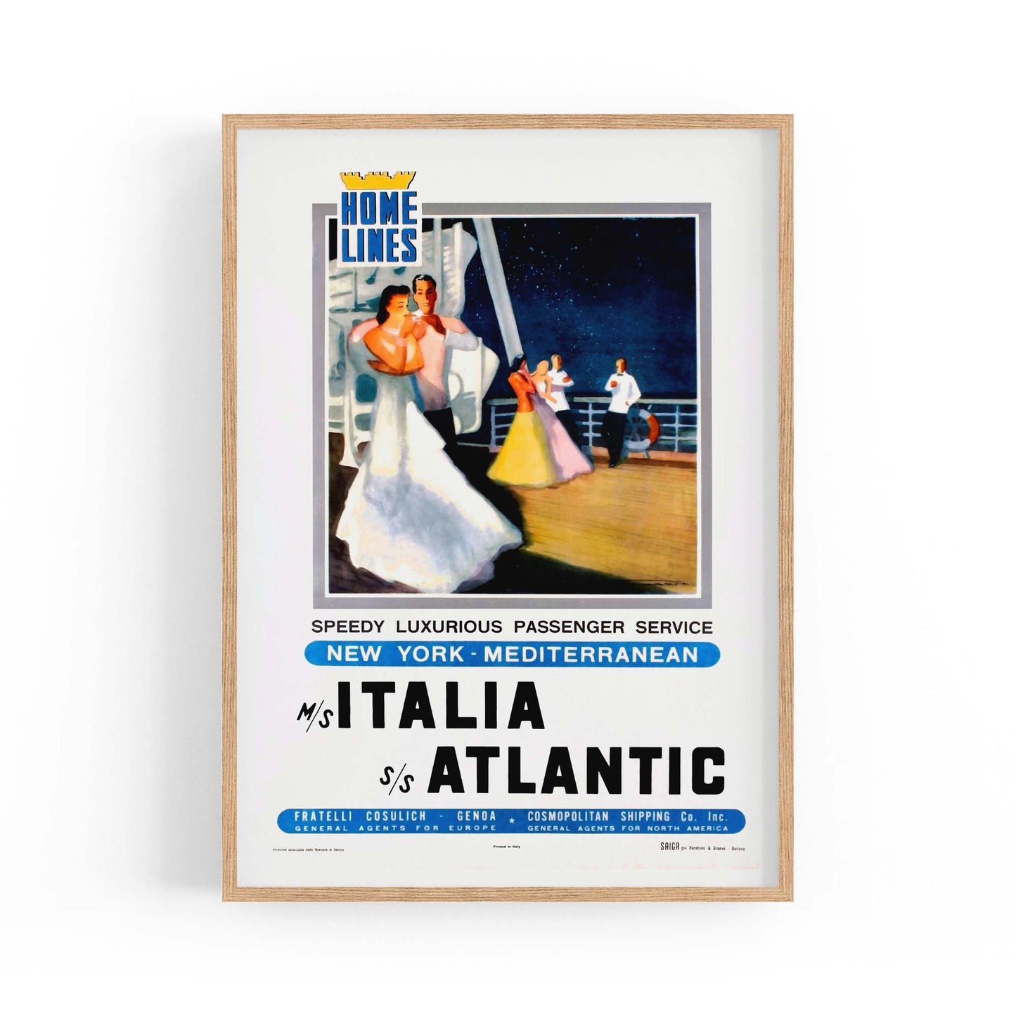 Italia Atlantic Vintage Travel Advert Wall Art - The Affordable Art Company