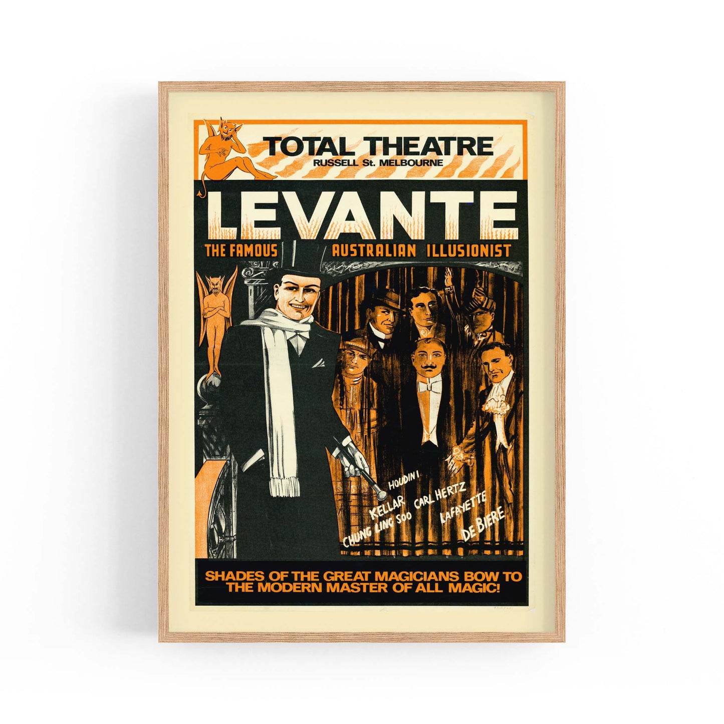 Levante Magician Melbourne Vintage Advert Wall Art - The Affordable Art Company